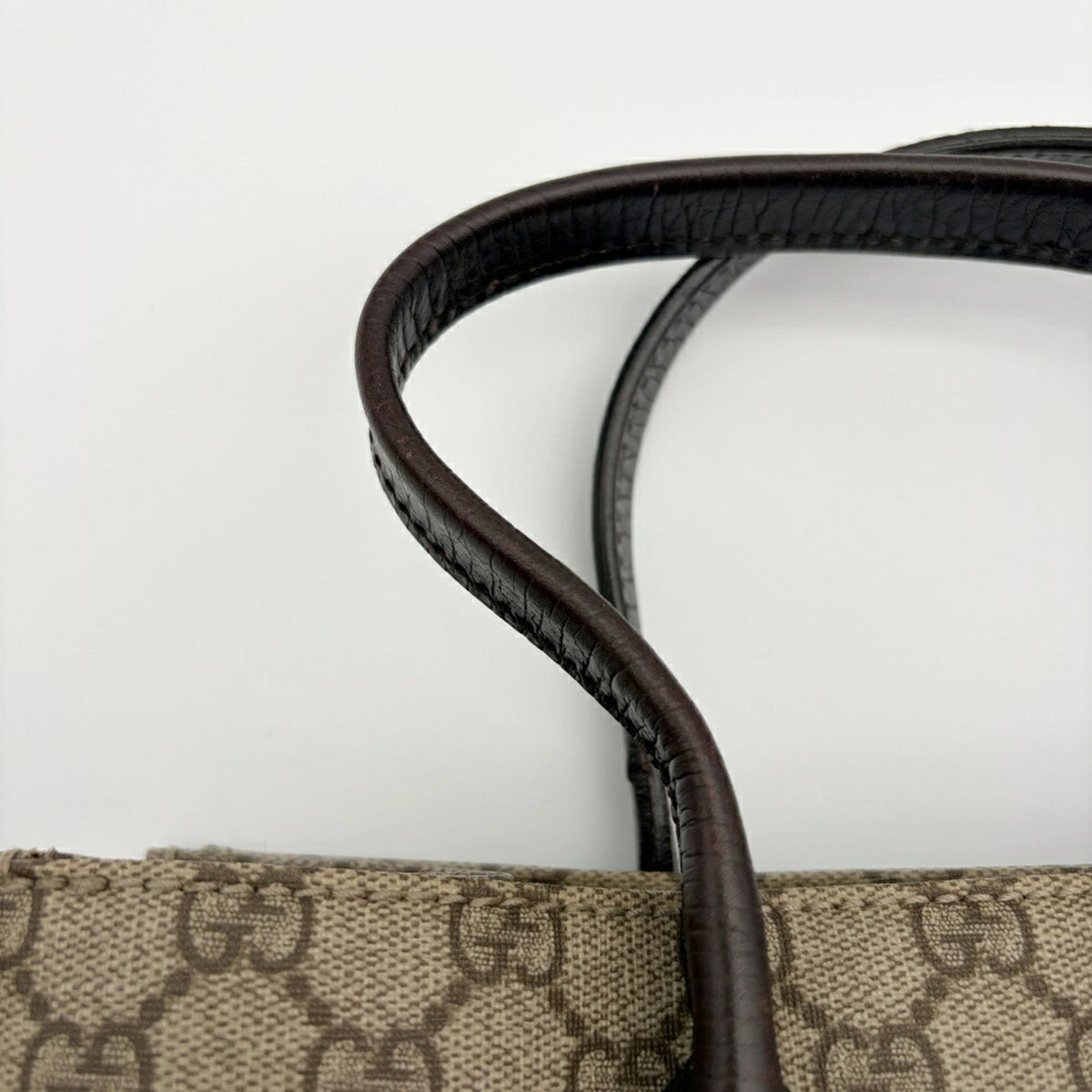 Gucci Beige Dark Brown Pvc Leather Tote Bag (Pre-Owned)