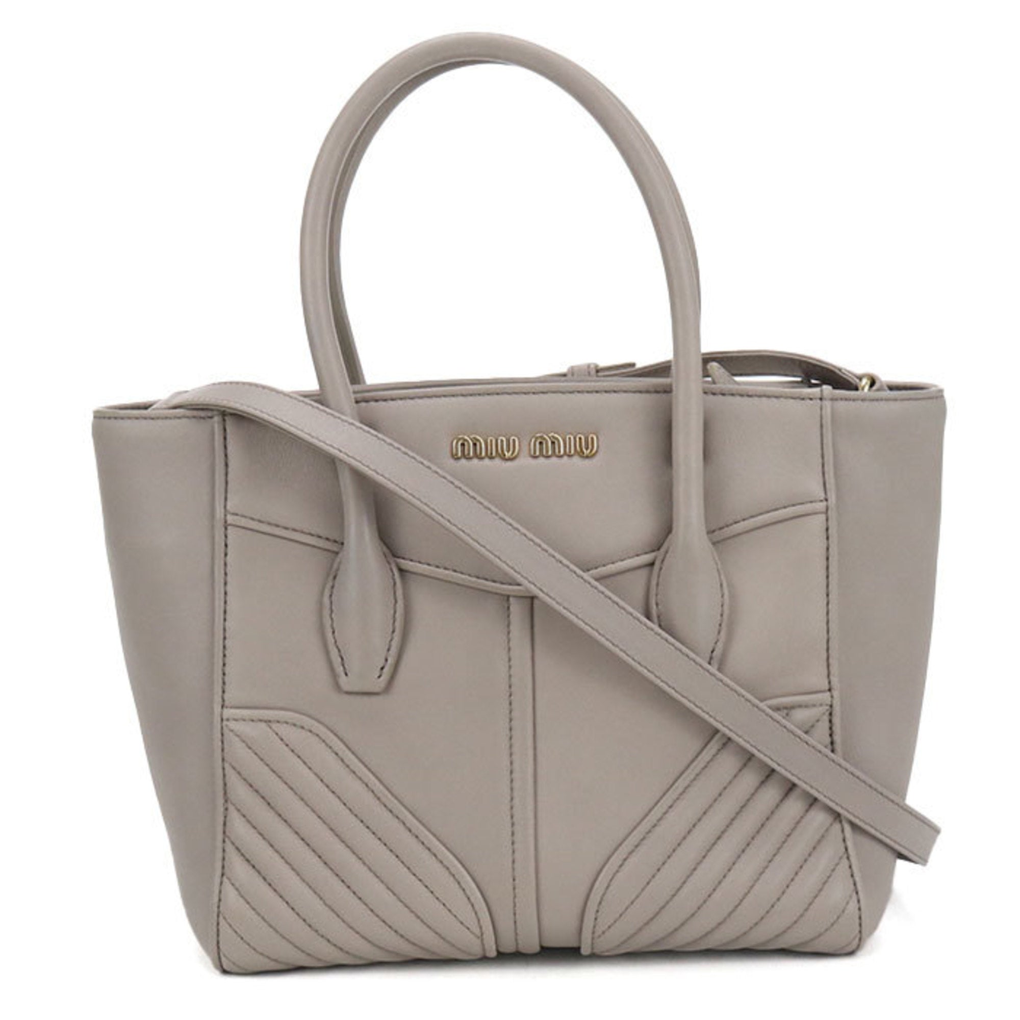 Miu Miu Gray Leather Tote Bag (Pre-Owned)