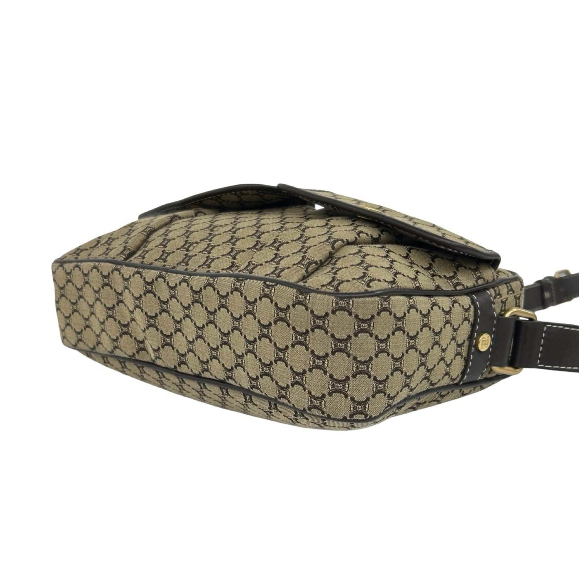 Celine Brown Canvas Leather Pochette Shoulder Bag (Pre-Owned)