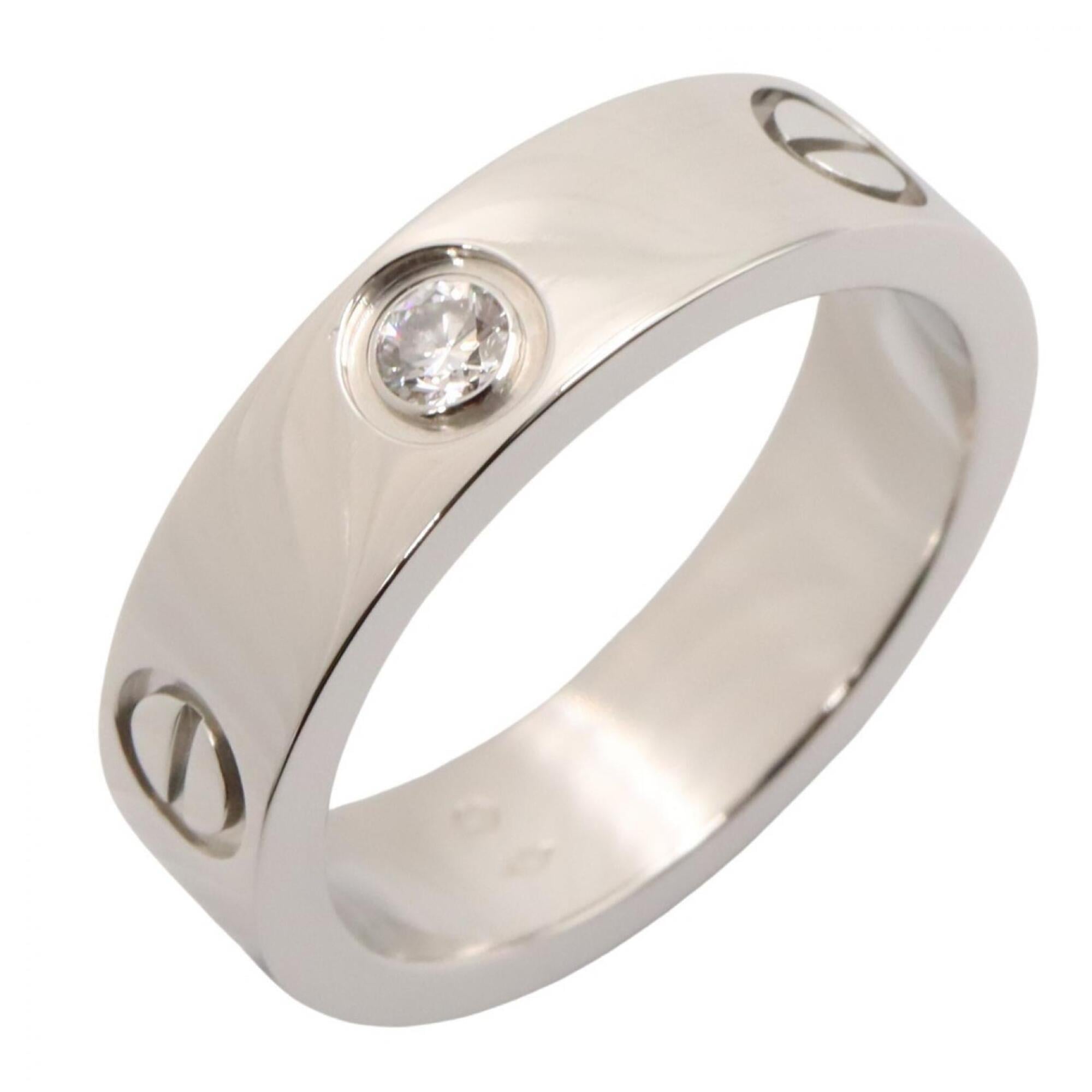Cartier Silver Clear Platinum 950 Band Ring (Pre-Owned)