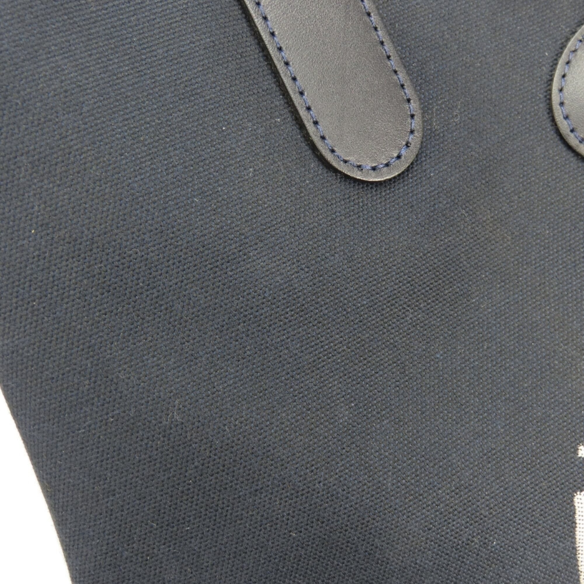 Longchamp Navy Canvas Leather Handbag (Pre-Owned)
