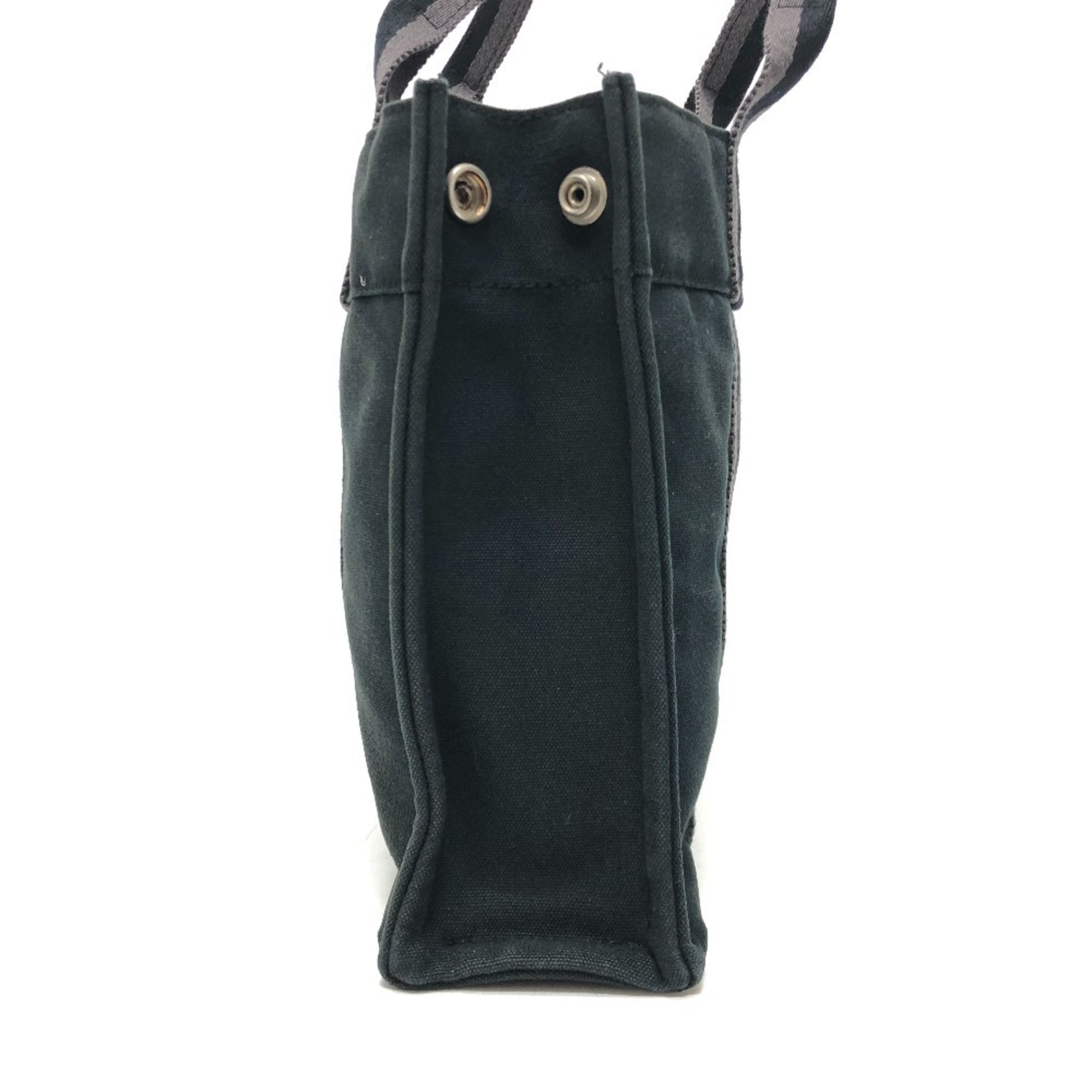 Hermes Black Canvas Handbag Tote Bag (Pre-Owned)