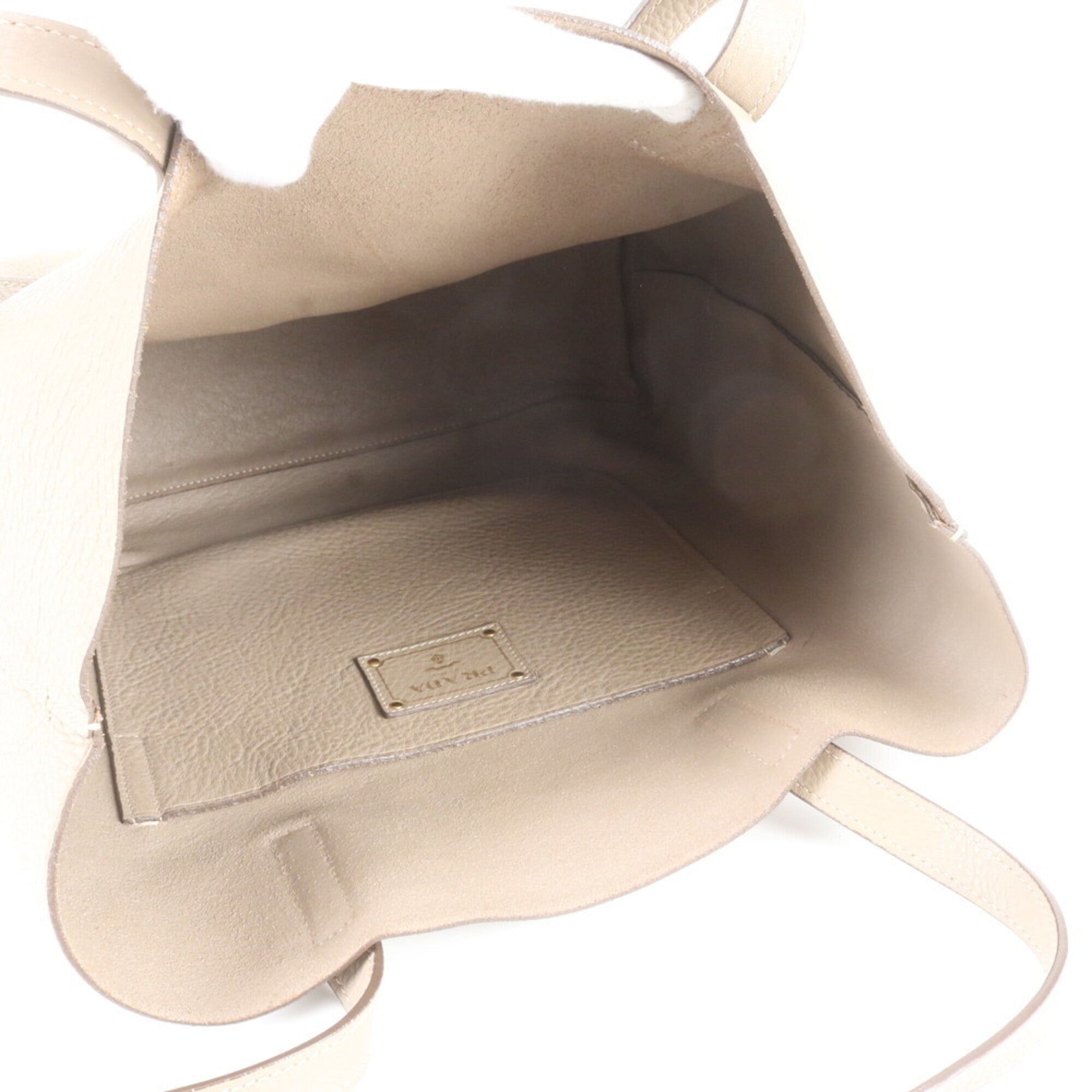 Prada Grayish Leather Handbag Shoulder Bag Tote Bag (Pre-Owned)