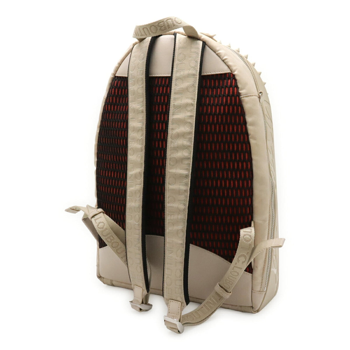 Christian Louboutin Beige Black Nylon Rubber Leather Backpack (Pre-Owned)