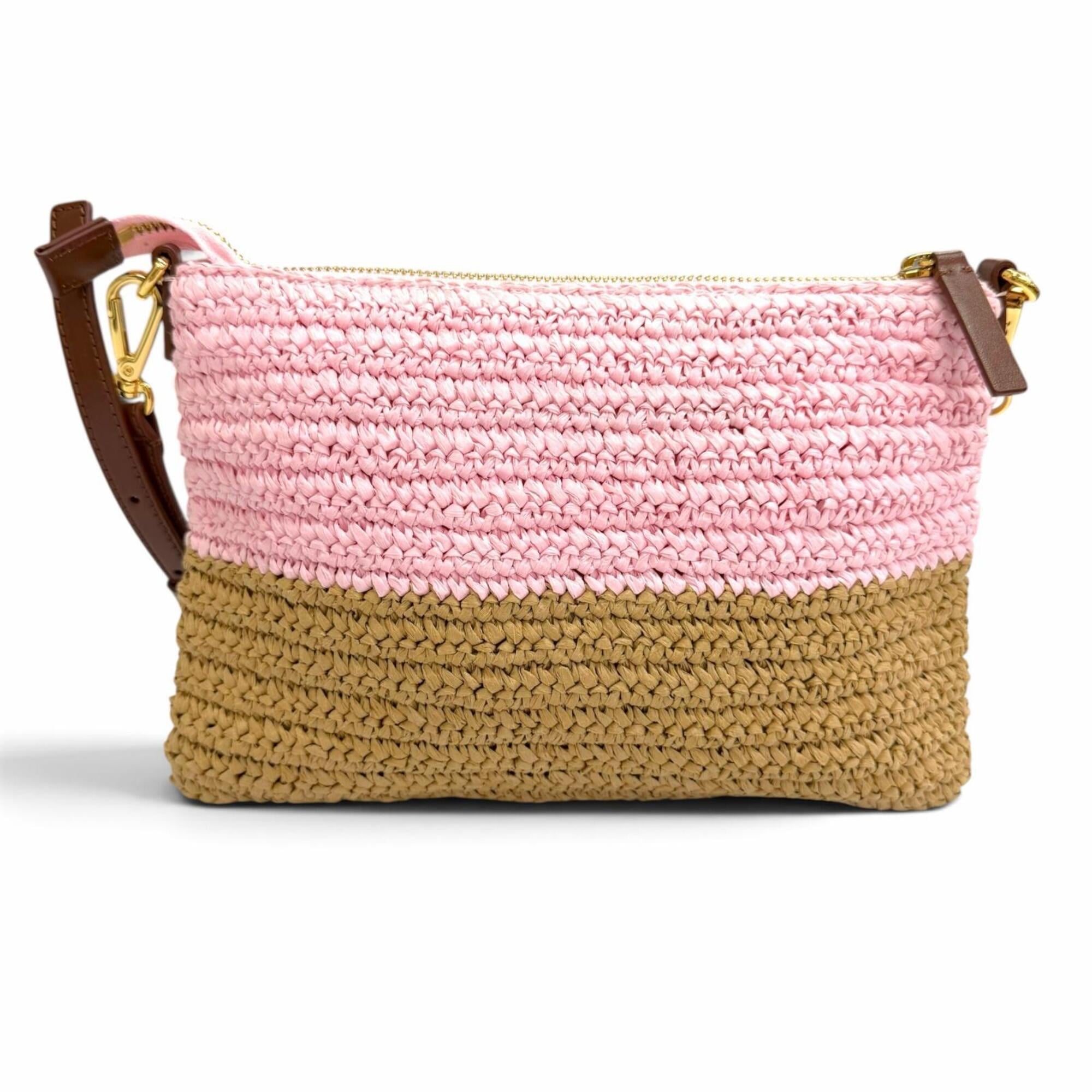 Marni Pink Raffia Leather Shoulder Bag (Pre-Owned)