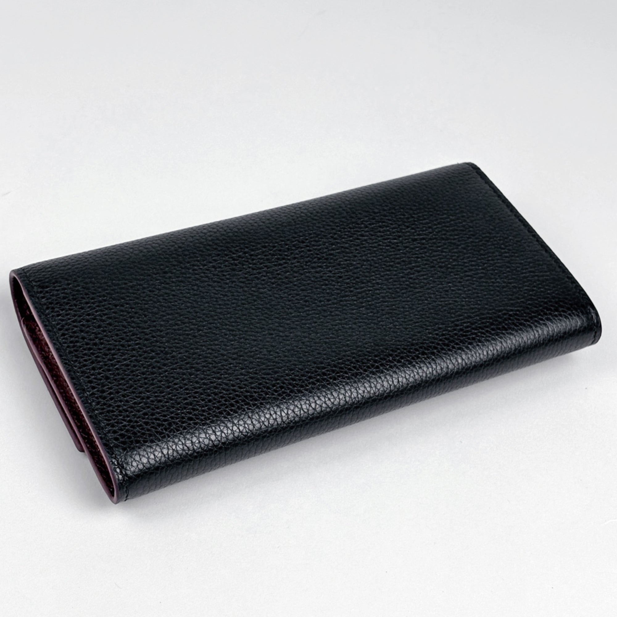 Gucci Black Bordeaux Leather Long Wallet (Bi-Fold) (Pre-Owned)
