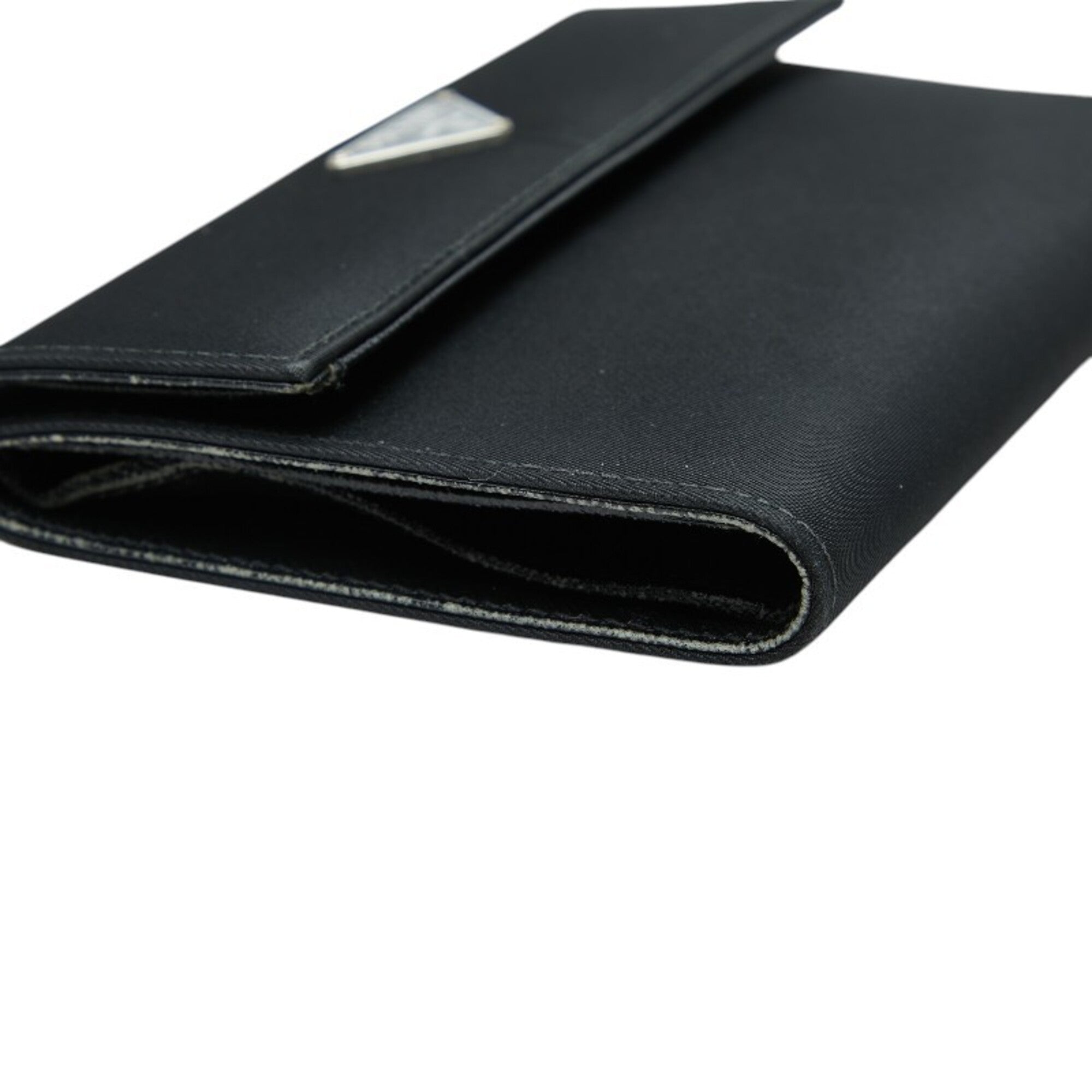 Prada Black Nylon Leather Wallet (Tri-Fold) (Pre-Owned)