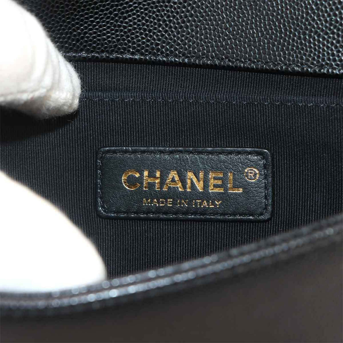 Chanel Black Grained Calfskin Handbag Shoulder Bag (Pre-Owned)