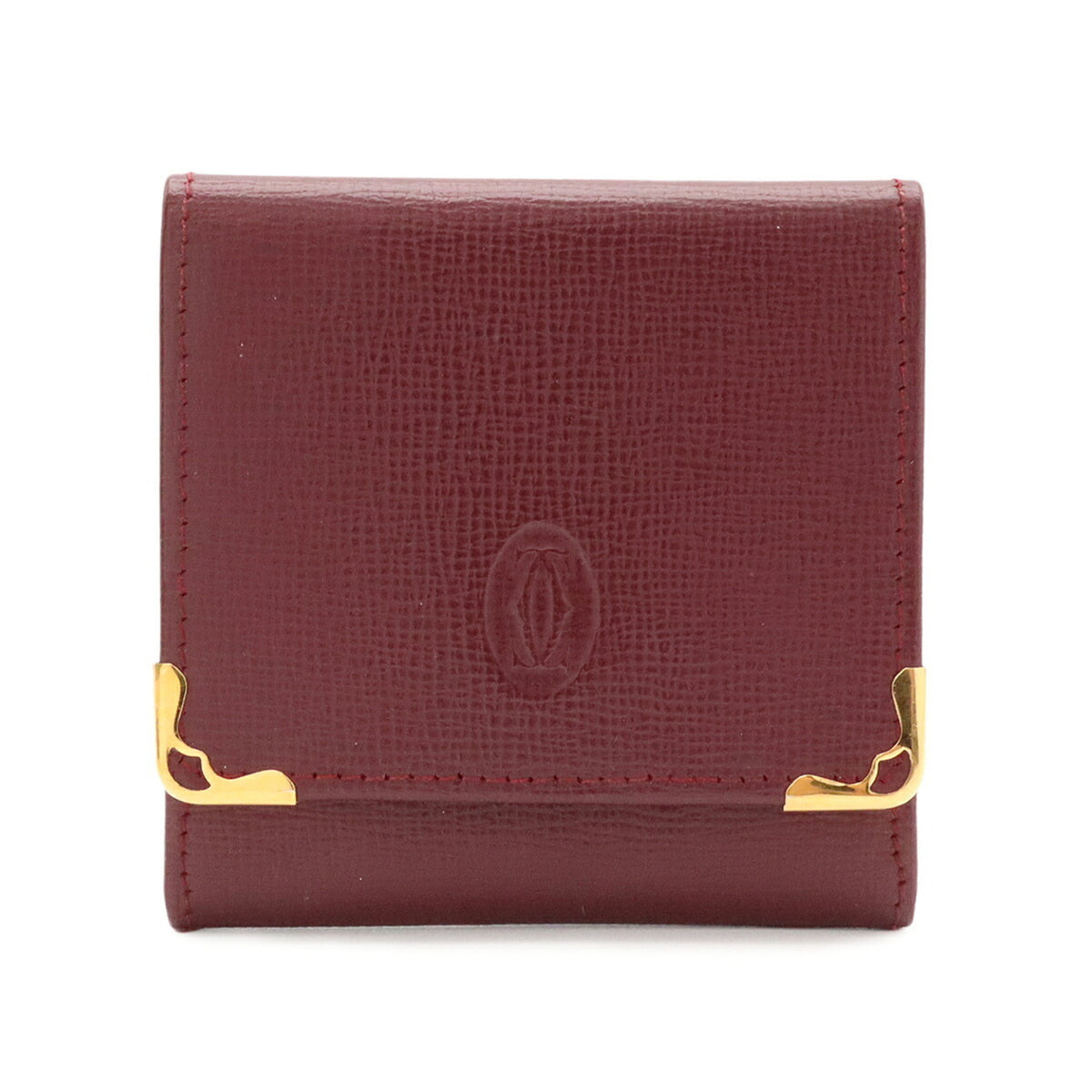 Cartier Bordeaux Leather Coin Purse/Coin Case (Pre-Owned)