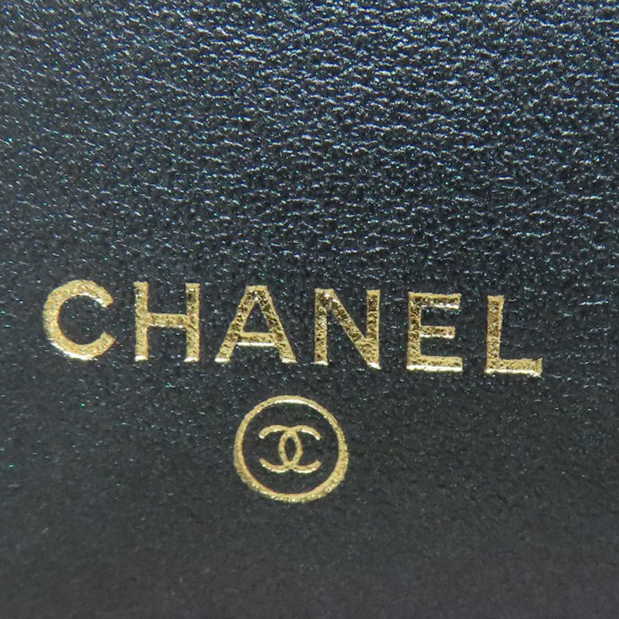 Chanel Black Metallic Purple Leather Wallet (Tri-Fold) (Pre-Owned)