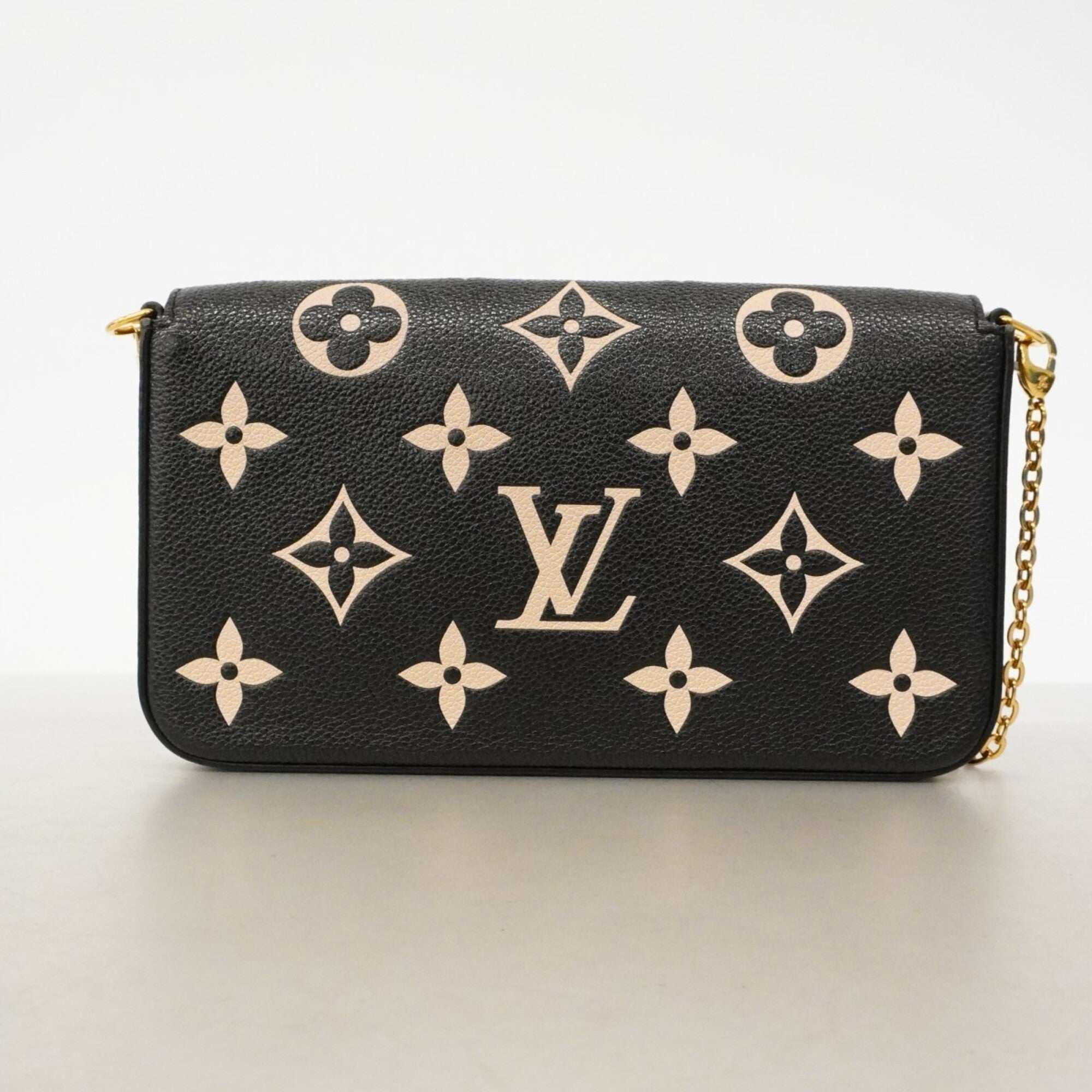 Louis Vuitton Beige Black Chain/Shoulder Wallet (Pre-Owned)