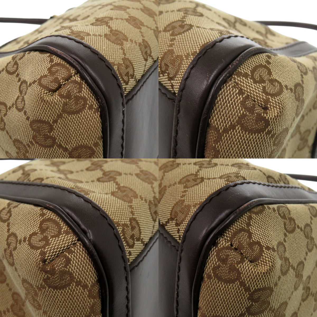 Gucci Beige Dark Brown Gg Canvas Leather Handbag Shoulder Bag (Pre-Owned)