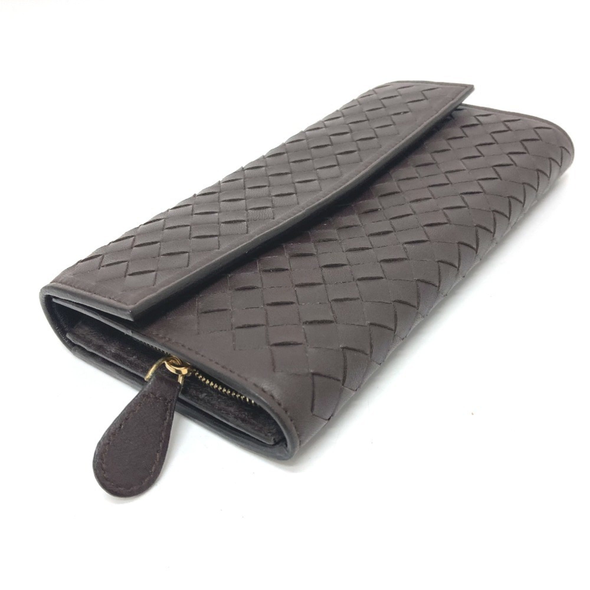 Bottega Veneta Intrecciato Brown Intrecciato Long Wallet (Bi-Fold) (Pre-Owned)