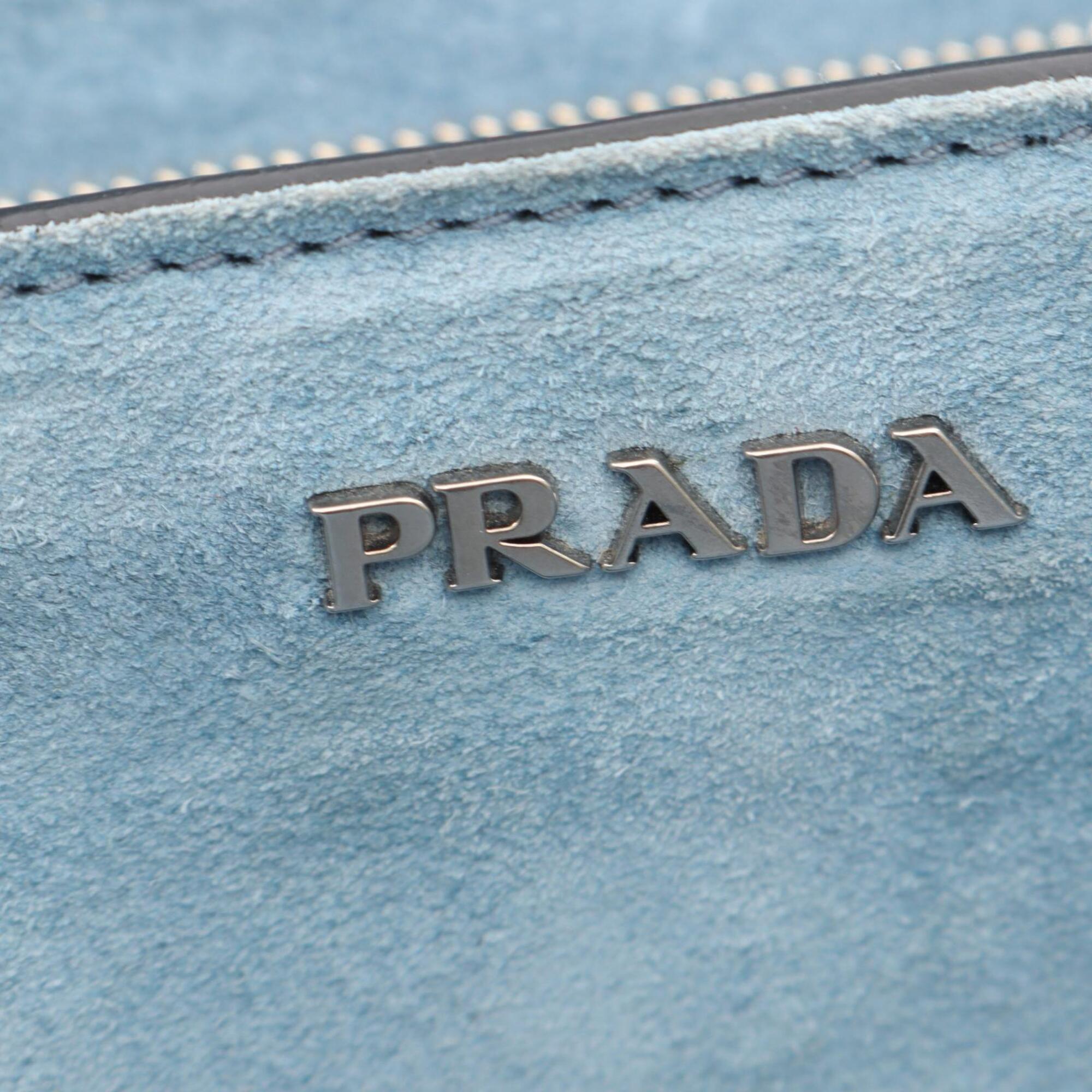 Prada Navy Leather Handbag Shoulder Bag (Pre-Owned)