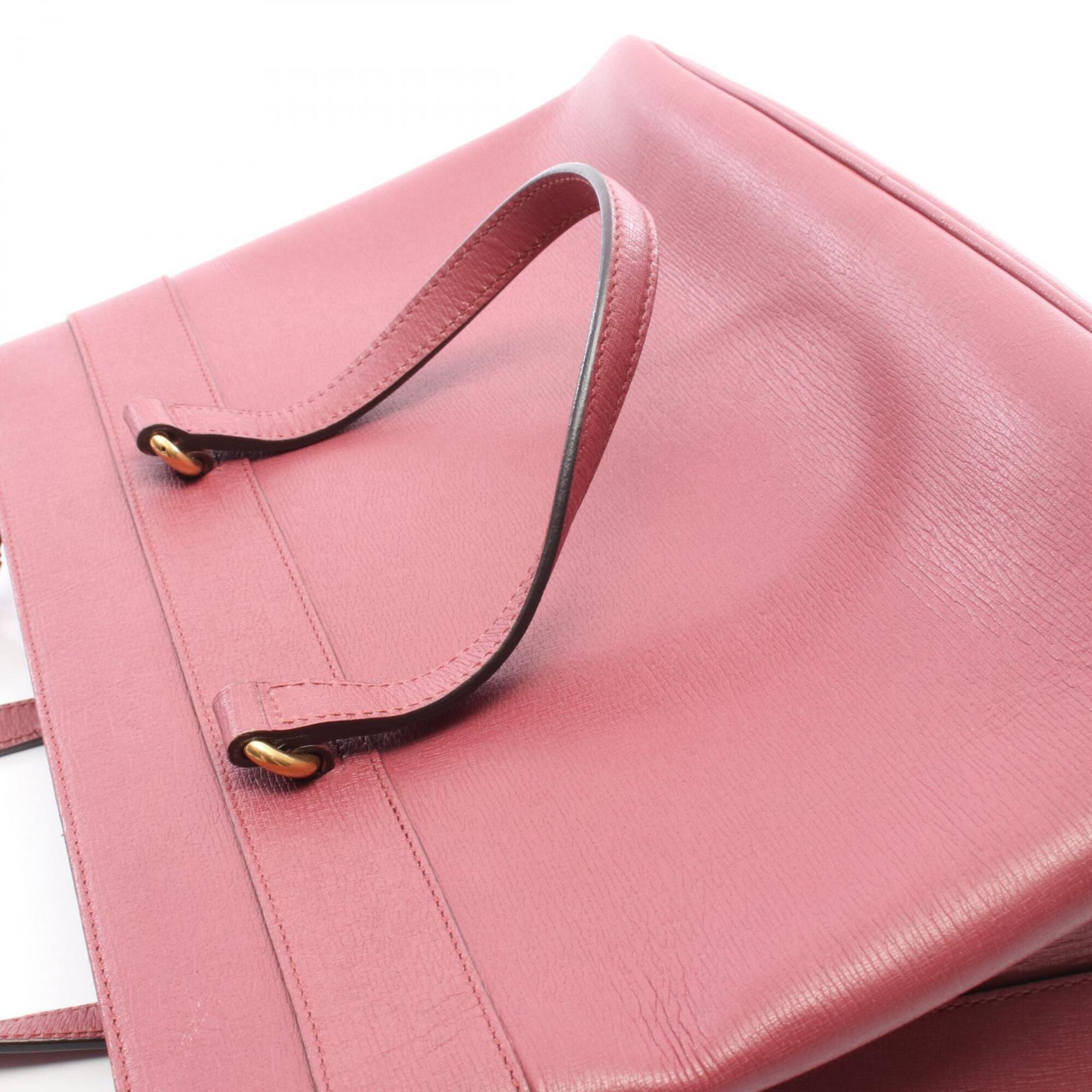 Gucci Pink Leather Handbag Tote Bag (Pre-Owned)