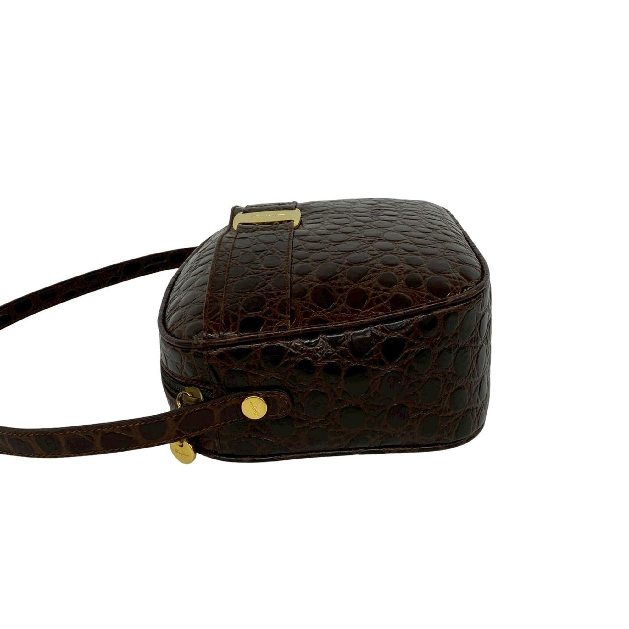 Salvatore Ferragamo Brown Leather Pochette Shoulder Bag (Pre-Owned)