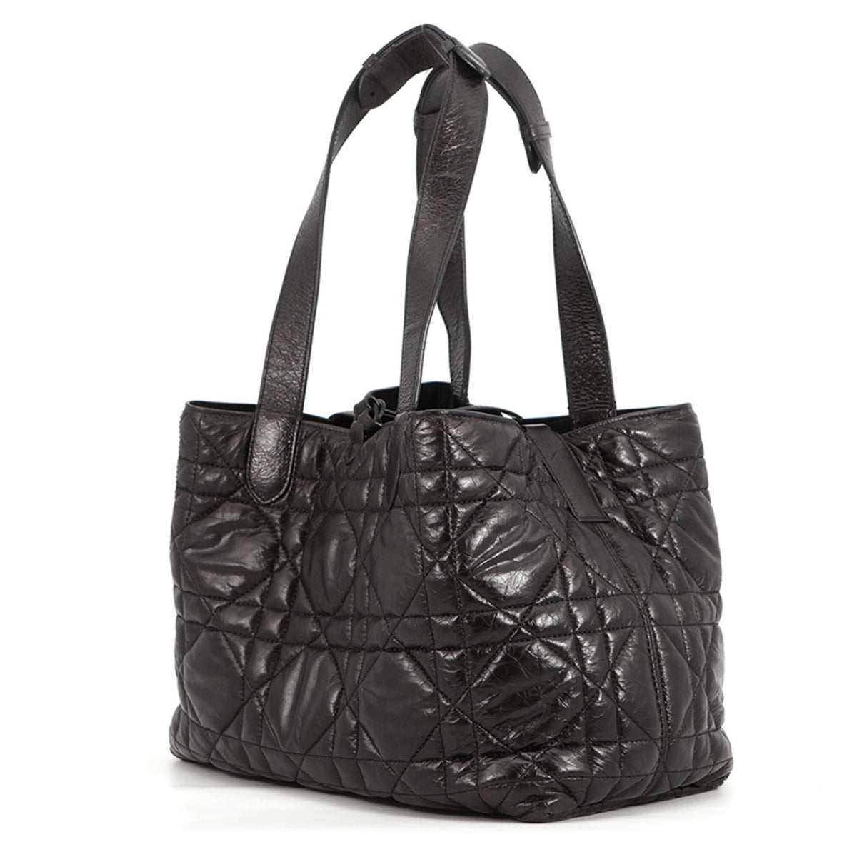 Christian Dior Black Leather Handbag Pouch Tote Bag (Pre-Owned)