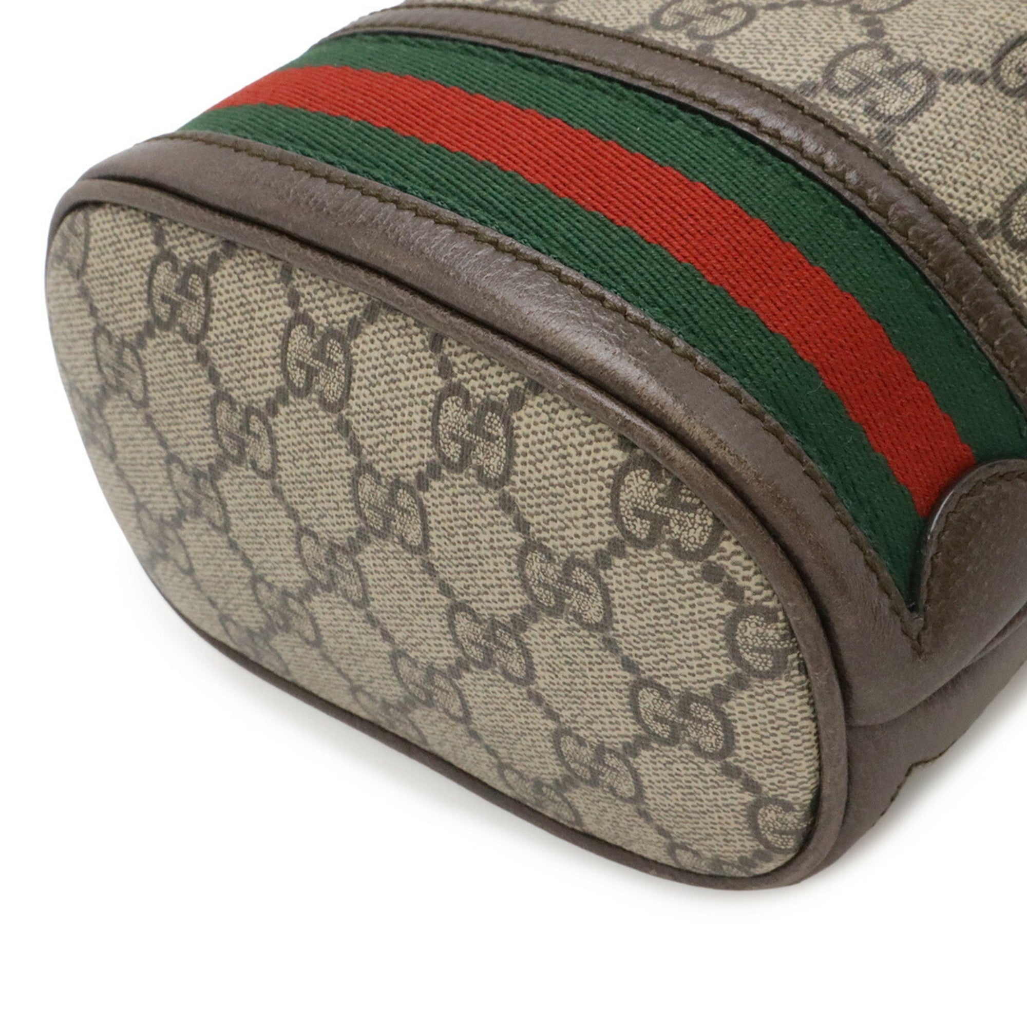 Gucci Beige Brown Green Red Color Gg Supreme Canvas Leather Shoulder Bag (Pre-Owned)