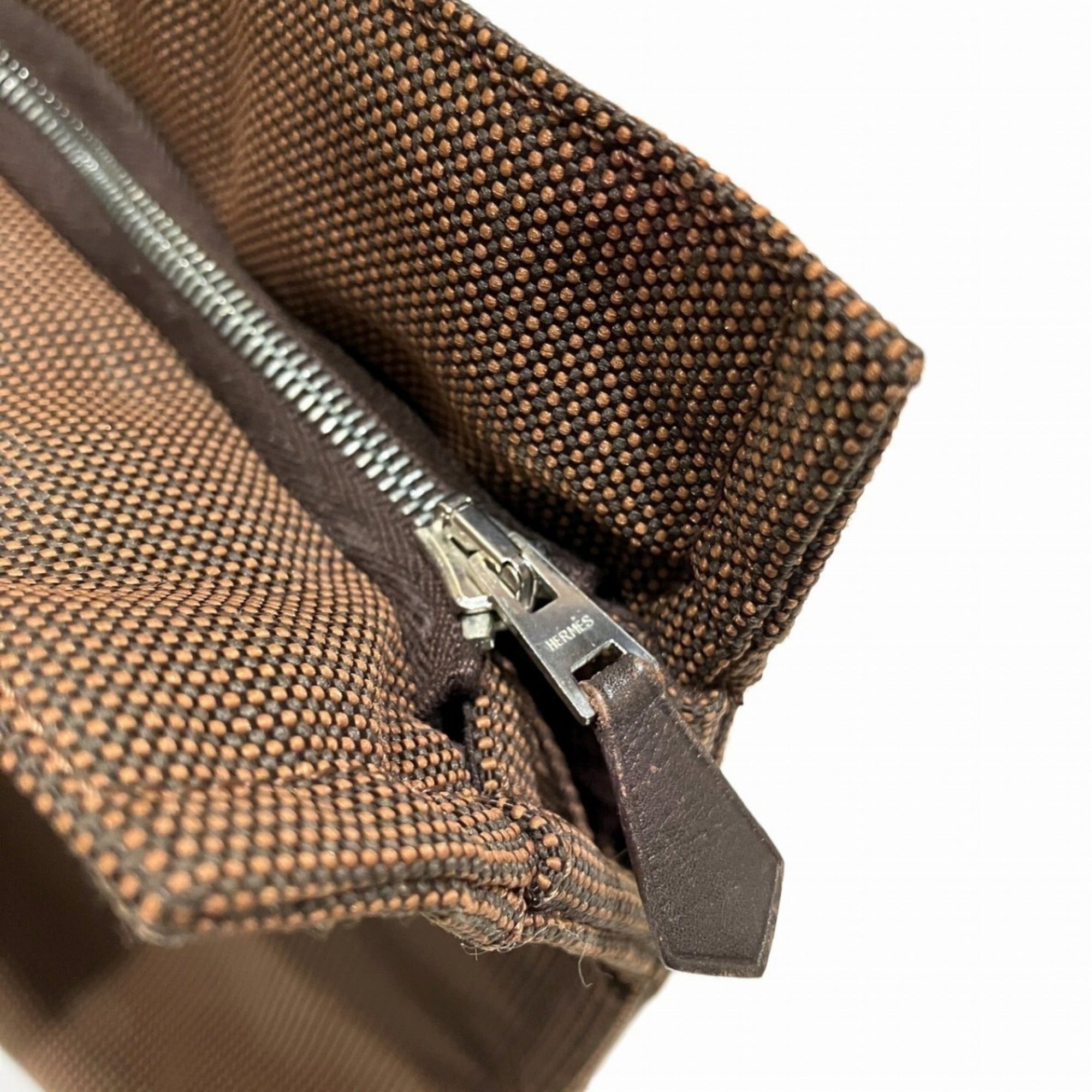 Hermes Brown Canvas Clutch Bag Pouch (Pre-Owned)