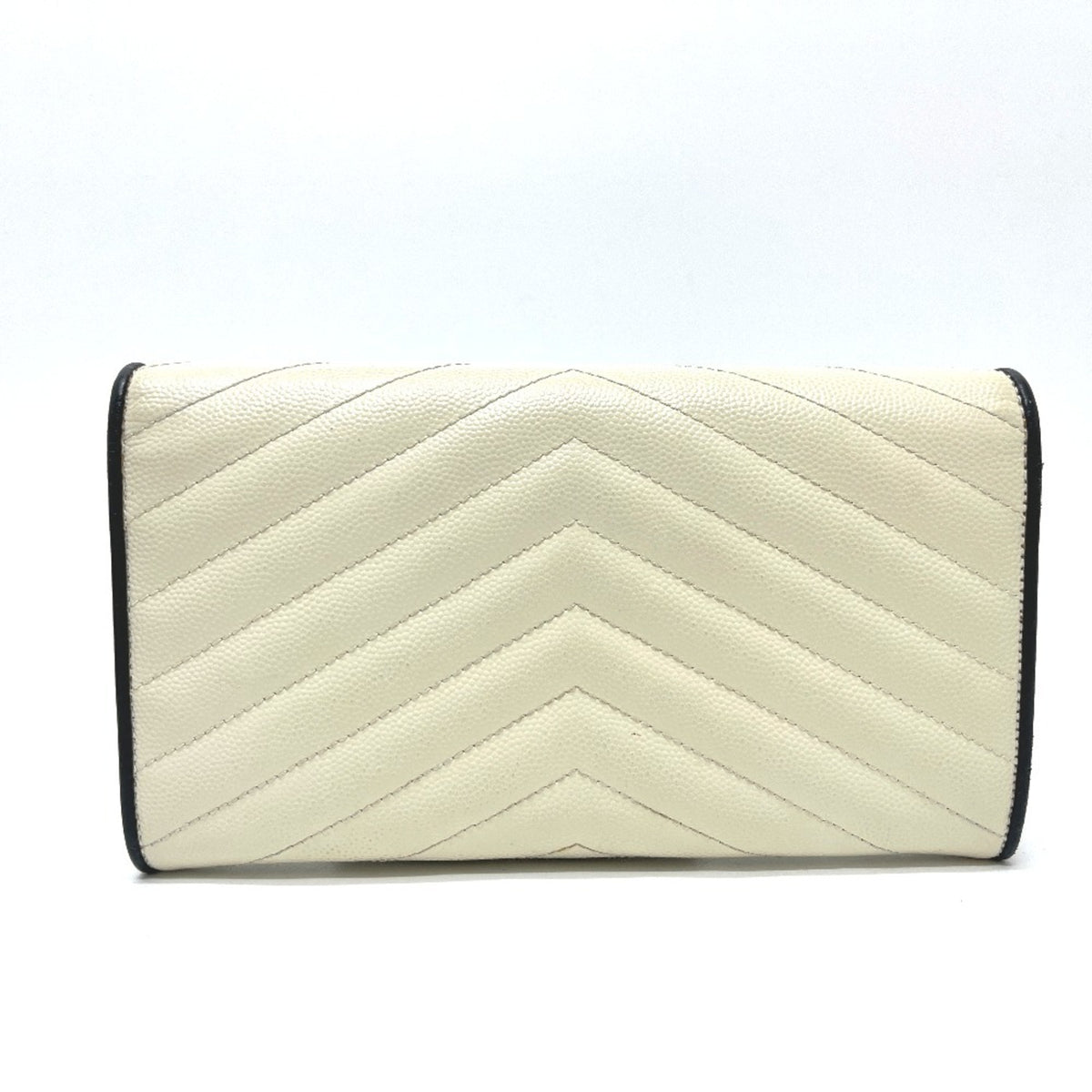 Yves Saint Laurent Black White Leather Long Wallet (Bi-Fold) (Pre-Owned)