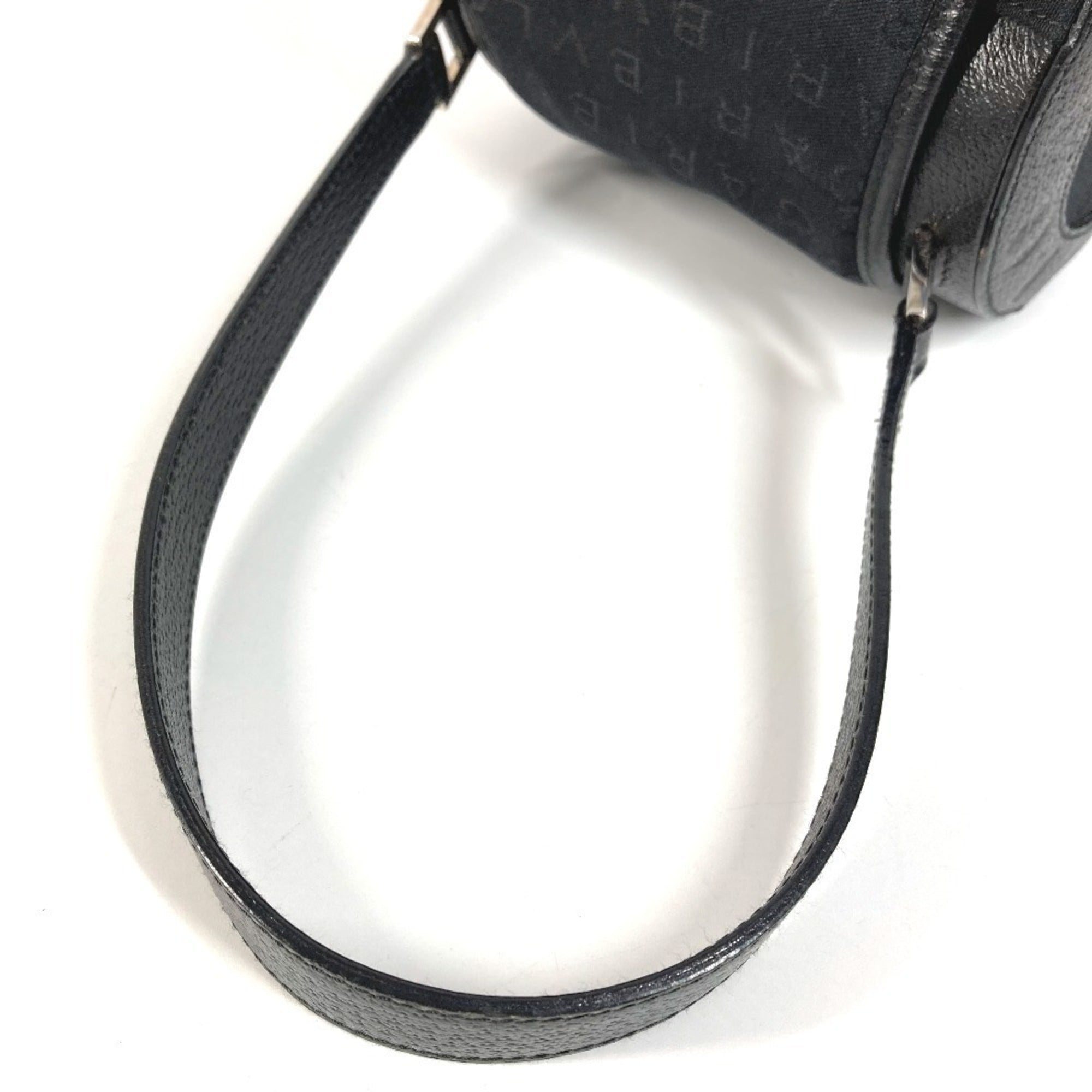 Bvlgari Black Leather Canvas Handbag Shoulder Bag (Pre-Owned)