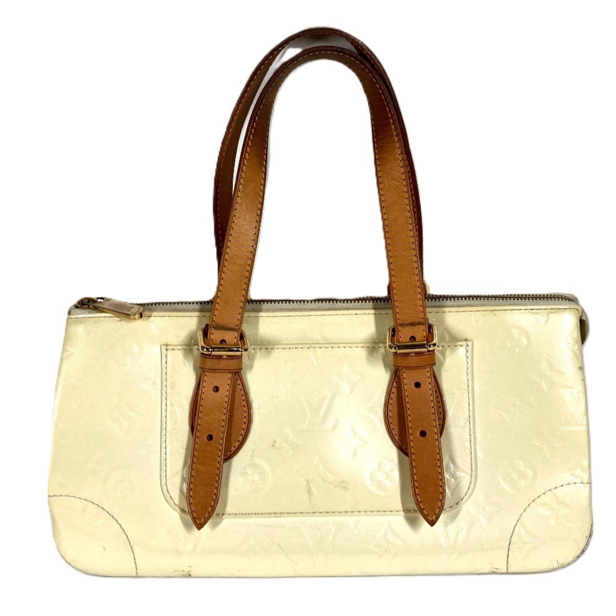 Louis Vuitton Pearl White Monogram Vernis Handbag Shoulder Bag Tote Bag (Pre-Owned)