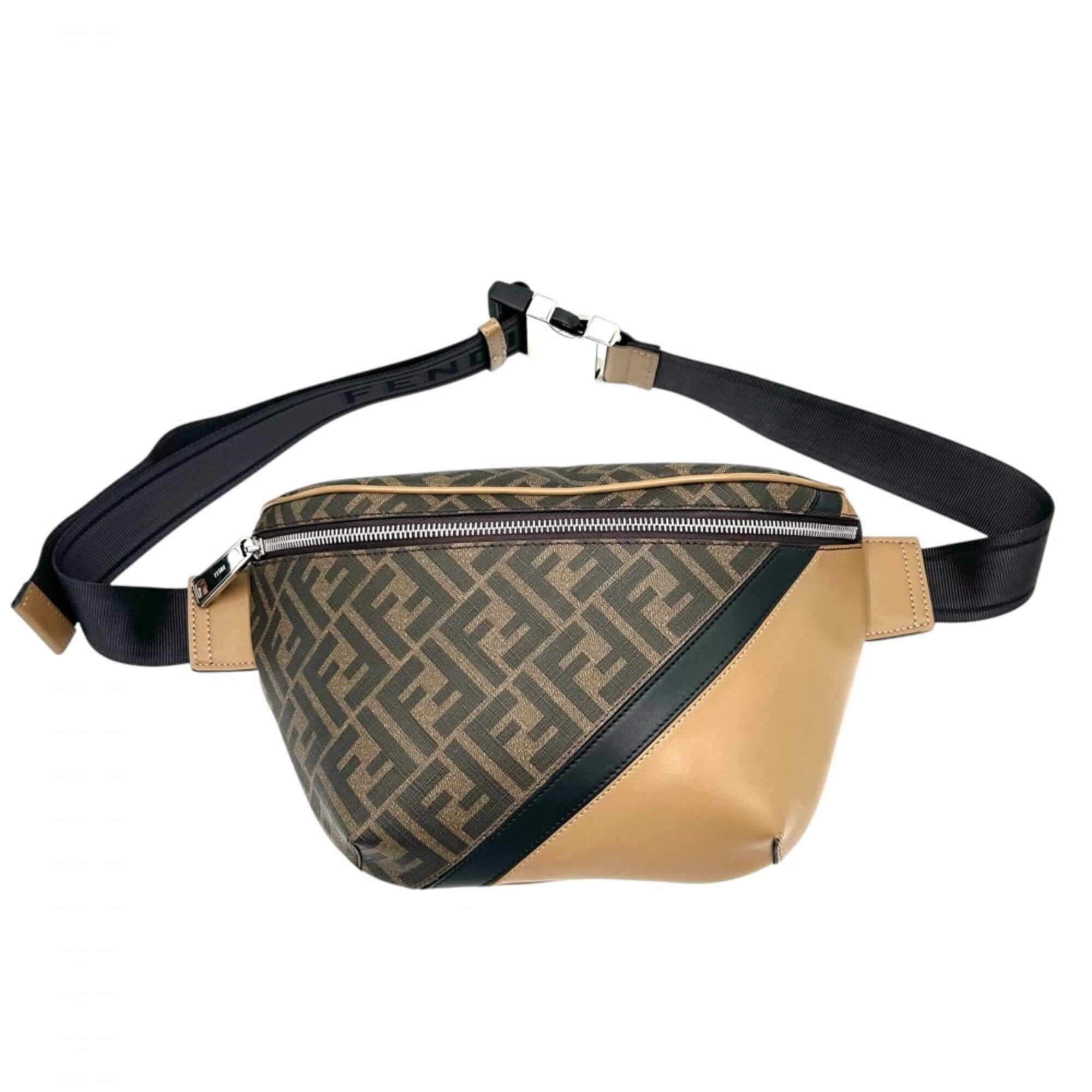 Fendi Zucca Brown Coated Canvas Leather Sling Bag (Pre-Owned)