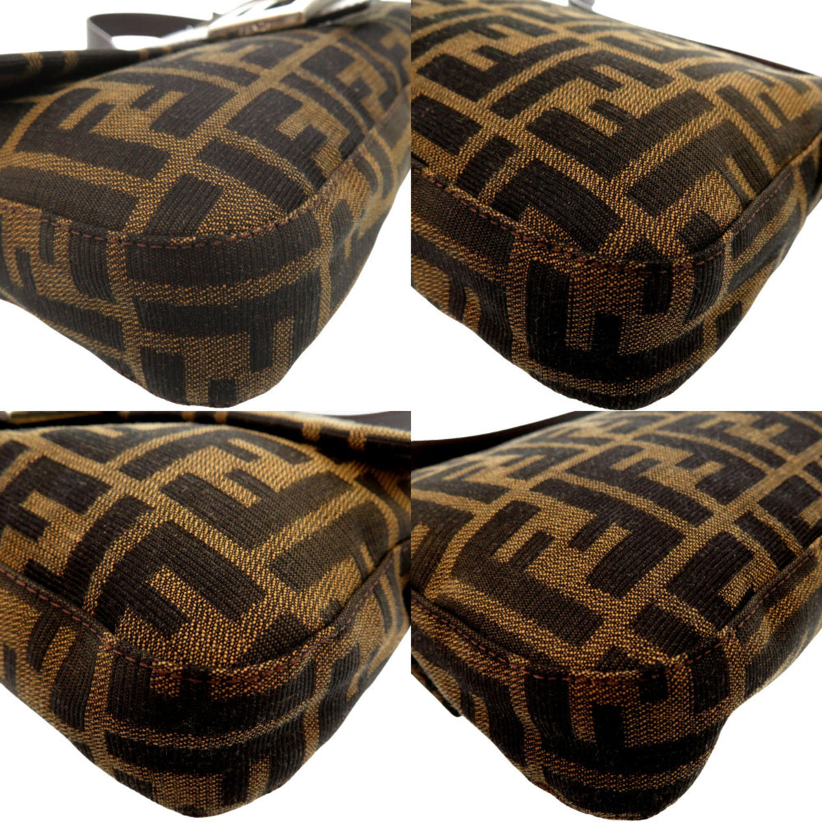 Fendi Brown Leather Nylon Handbag (Pre-Owned)
