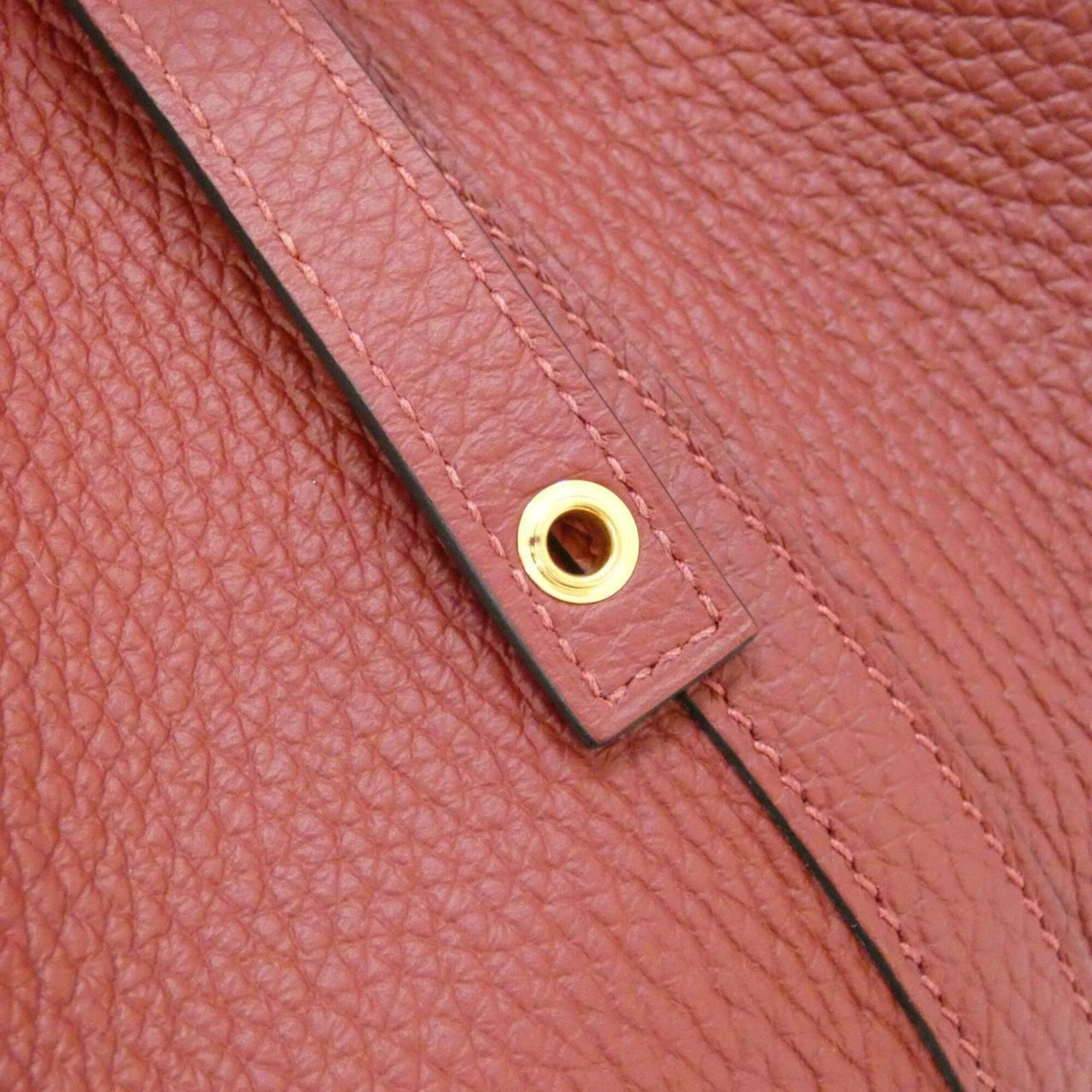 Hermes Rouge H Taurillon Clemence Leather Handbag (Pre-Owned)