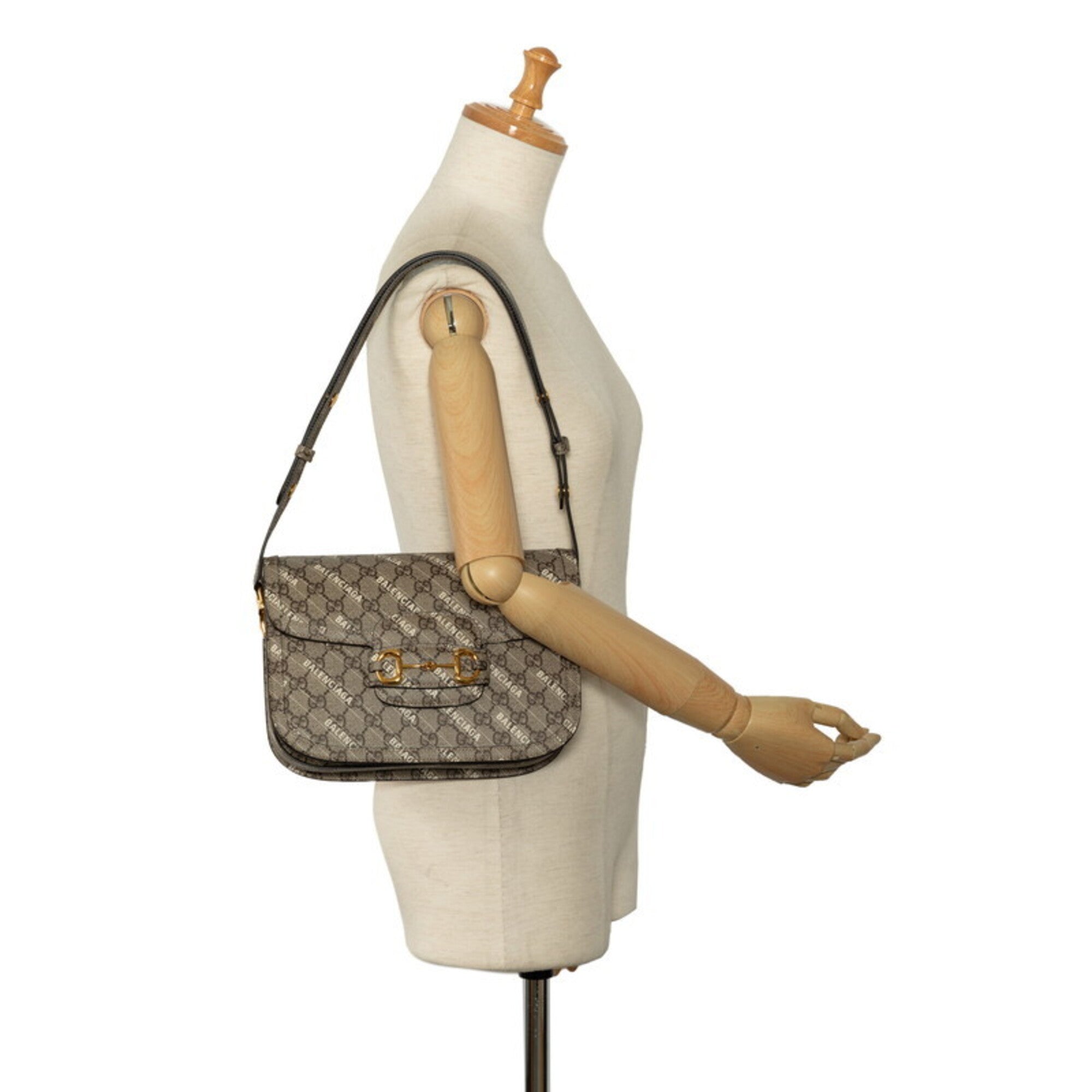 Gucci Horsebit Beige Pvc Leather Shoulder Bag (Pre-Owned)