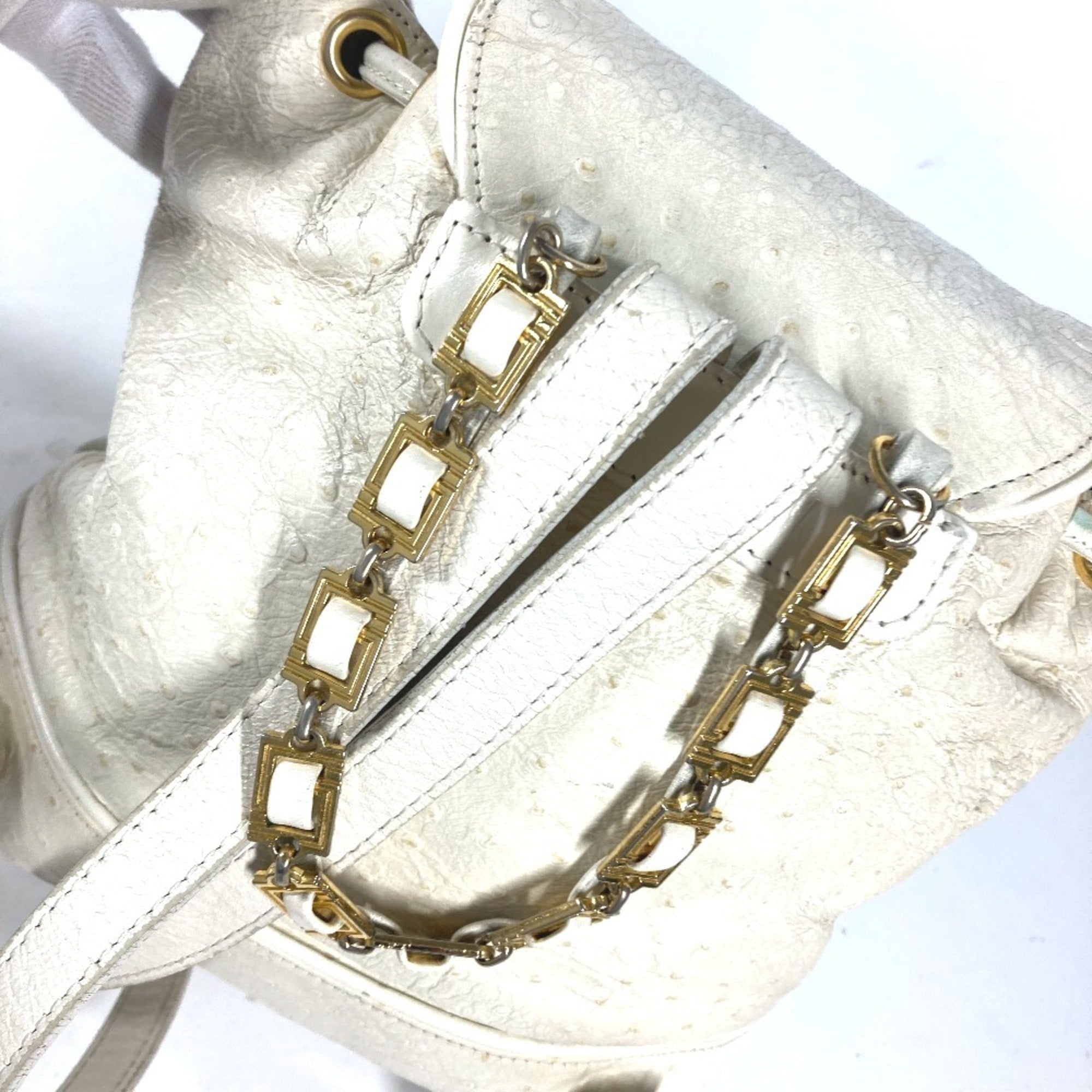 Versace Gold Ivory Leather Backpack (Pre-Owned)