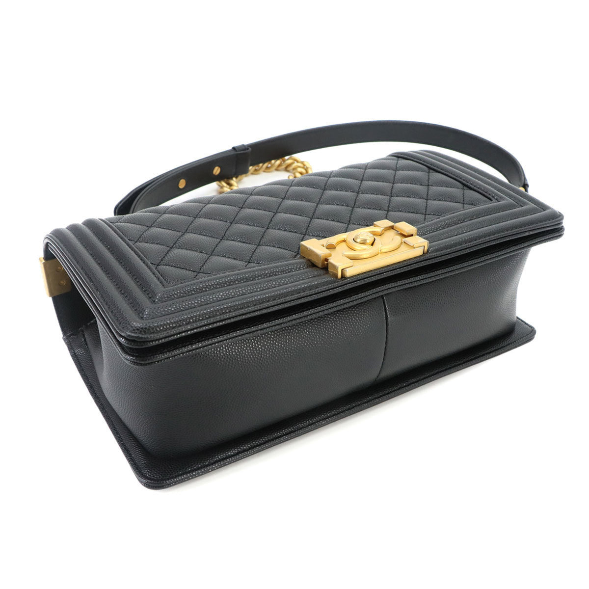 Chanel Black Grained Calfskin Handbag Shoulder Bag (Pre-Owned)