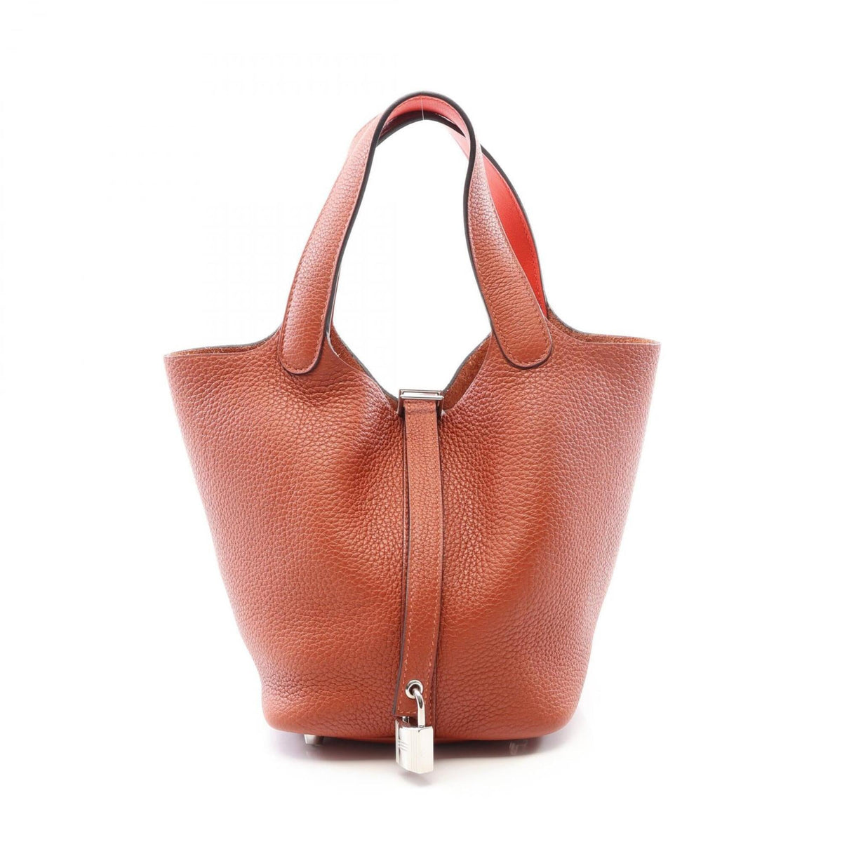 Hermes Brown Capucine Red Color Taurillon Clemence Leather Handbag (Pre-Owned)