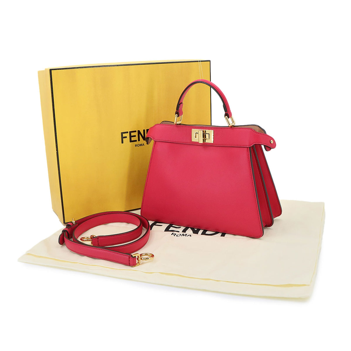 Fendi Peekaboo Pink Leather Handbag (Pre-Owned)