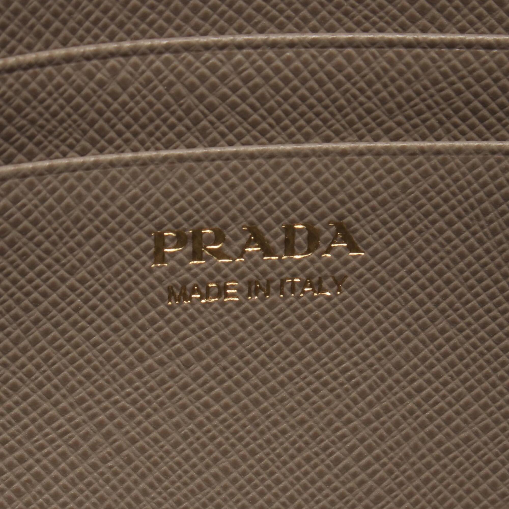 Prada Saffiano Beige Leather Shoulder Bag (Pre-Owned)