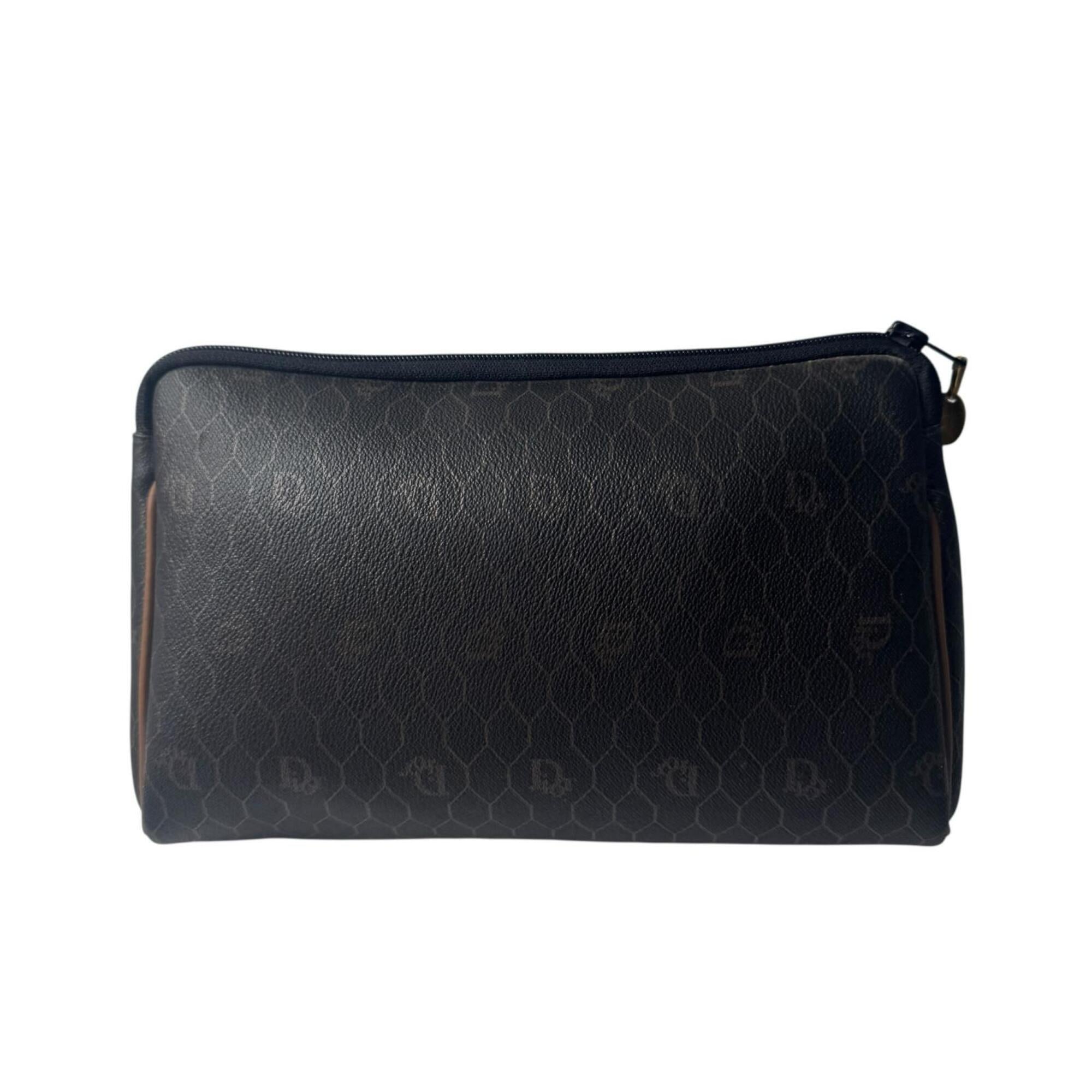 Christian Dior Dark Brown Pvc Leather Clutch Bag Pouch (Pre-Owned)