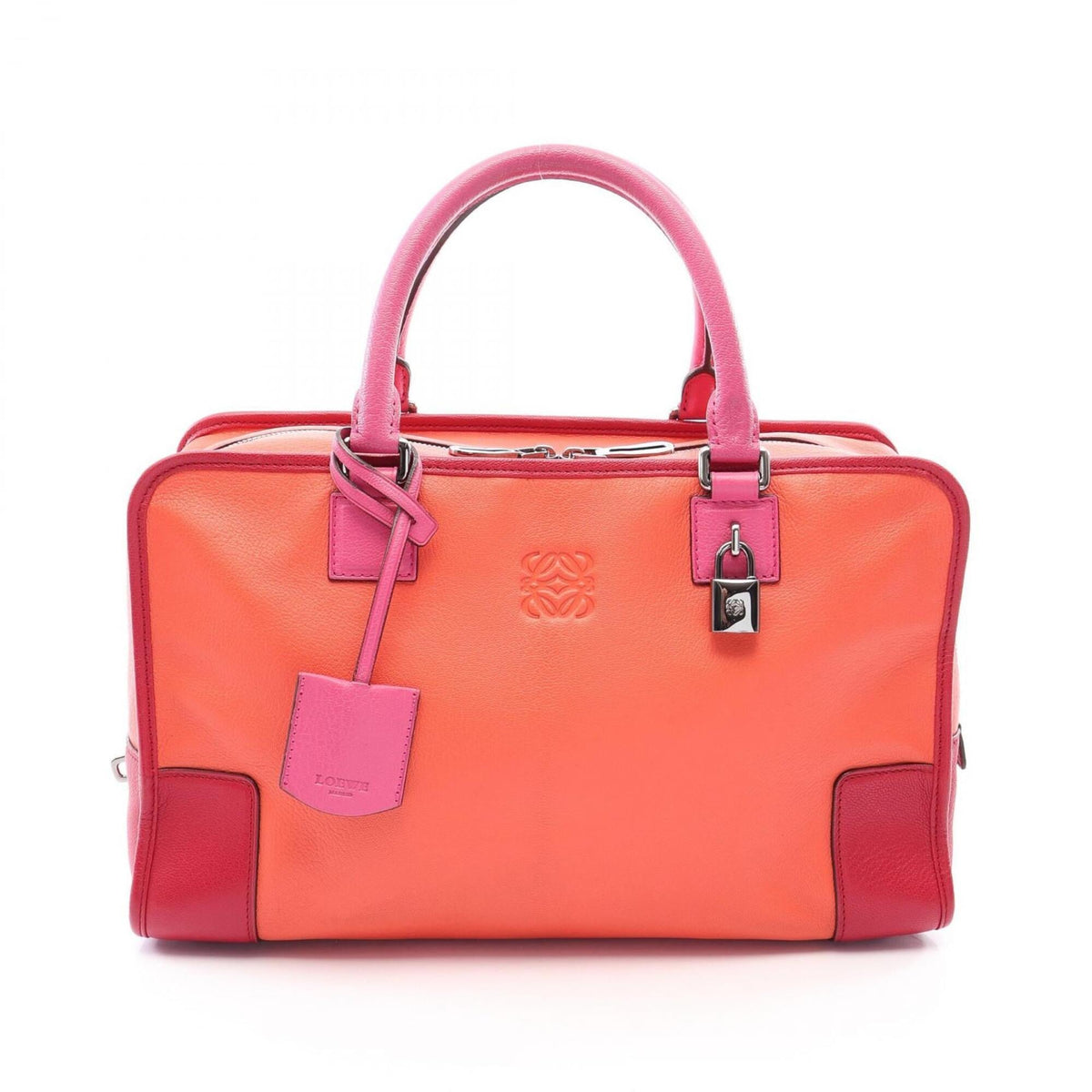 Loewe Orange Pink Red Color Leather Handbag (Pre-Owned)