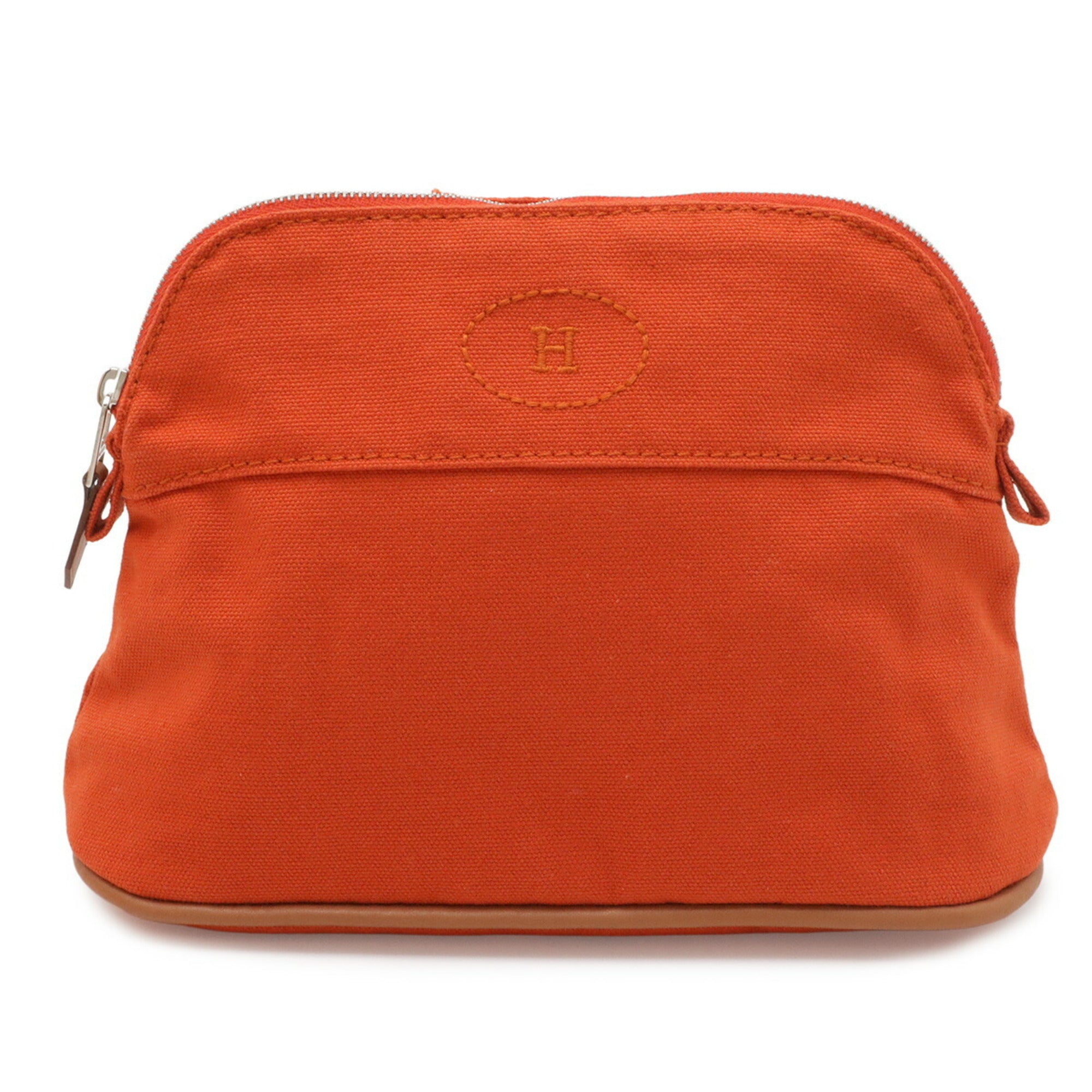 Hermes Red Orange Canvas Pouch (Pre-Owned)