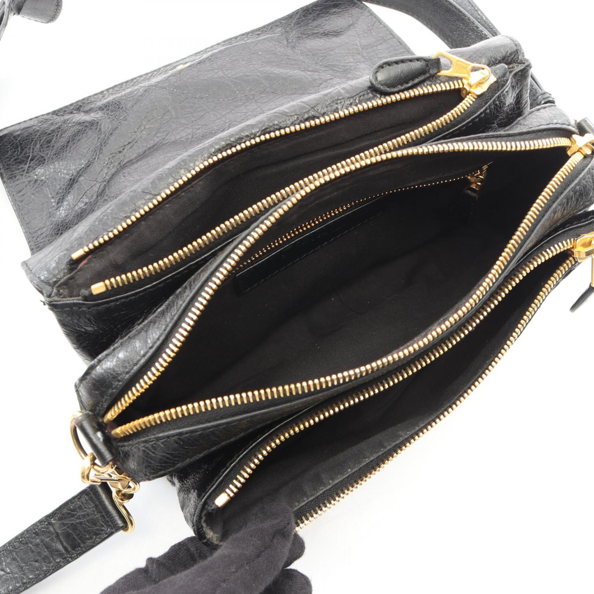 Balenciaga Black Leather Handbag Shoulder Bag (Pre-Owned)