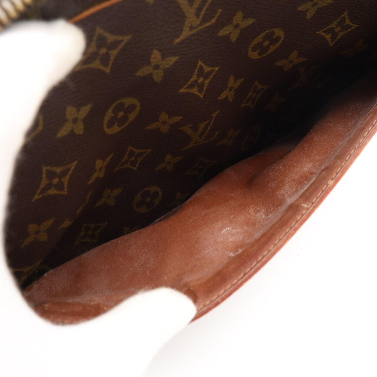 Louis Vuitton Monogram Beige Brown Coated Canvas Leather Clutch Bag (Pre-Owned)