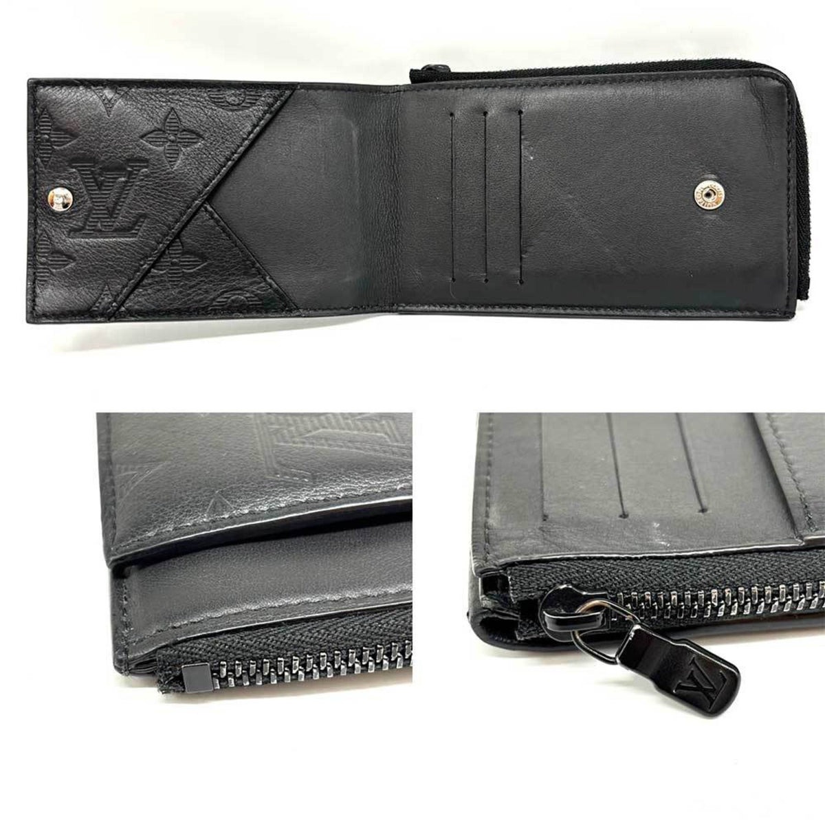 Louis Vuitton Black Monogram Shadow Leather Coin Purse/Coin Case (Pre-Owned)