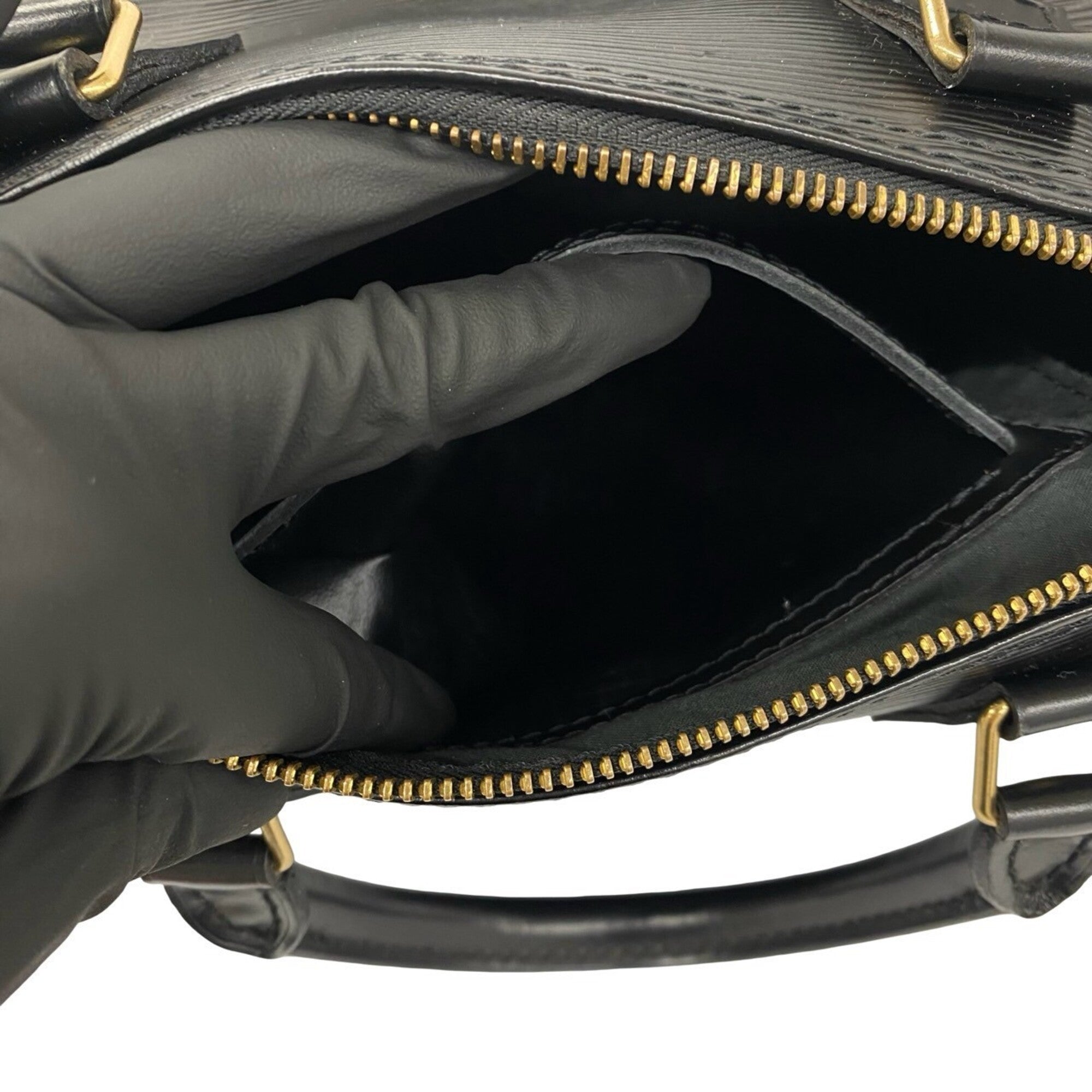 Louis Vuitton Black Leather Boston Bag Handbag (Pre-Owned)