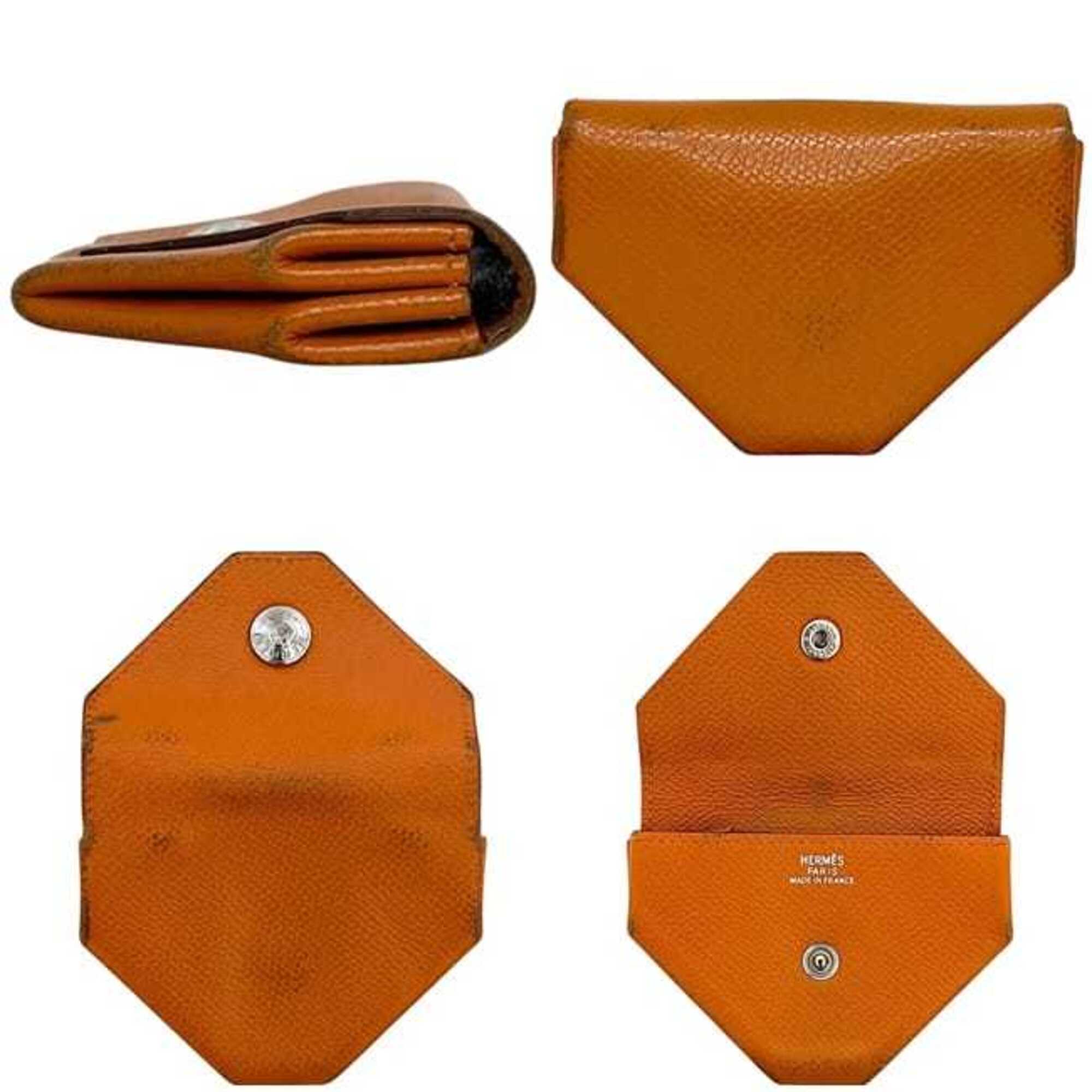 Hermes Orange Leather Epsom Leather Coin Purse/Coin Case (Pre-Owned)