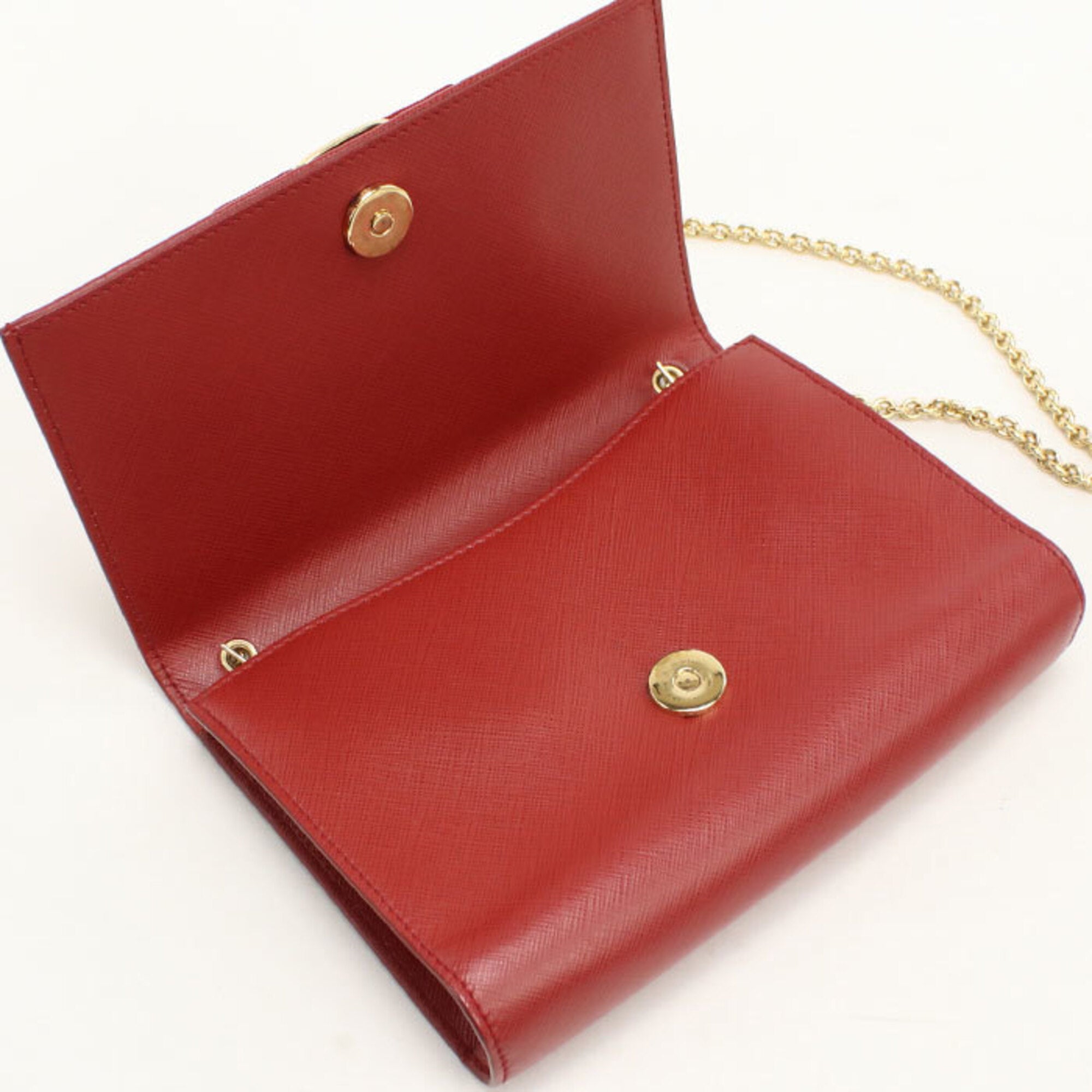Salvatore Ferragamo Red Color Leather Shoulder Bag (Pre-Owned)