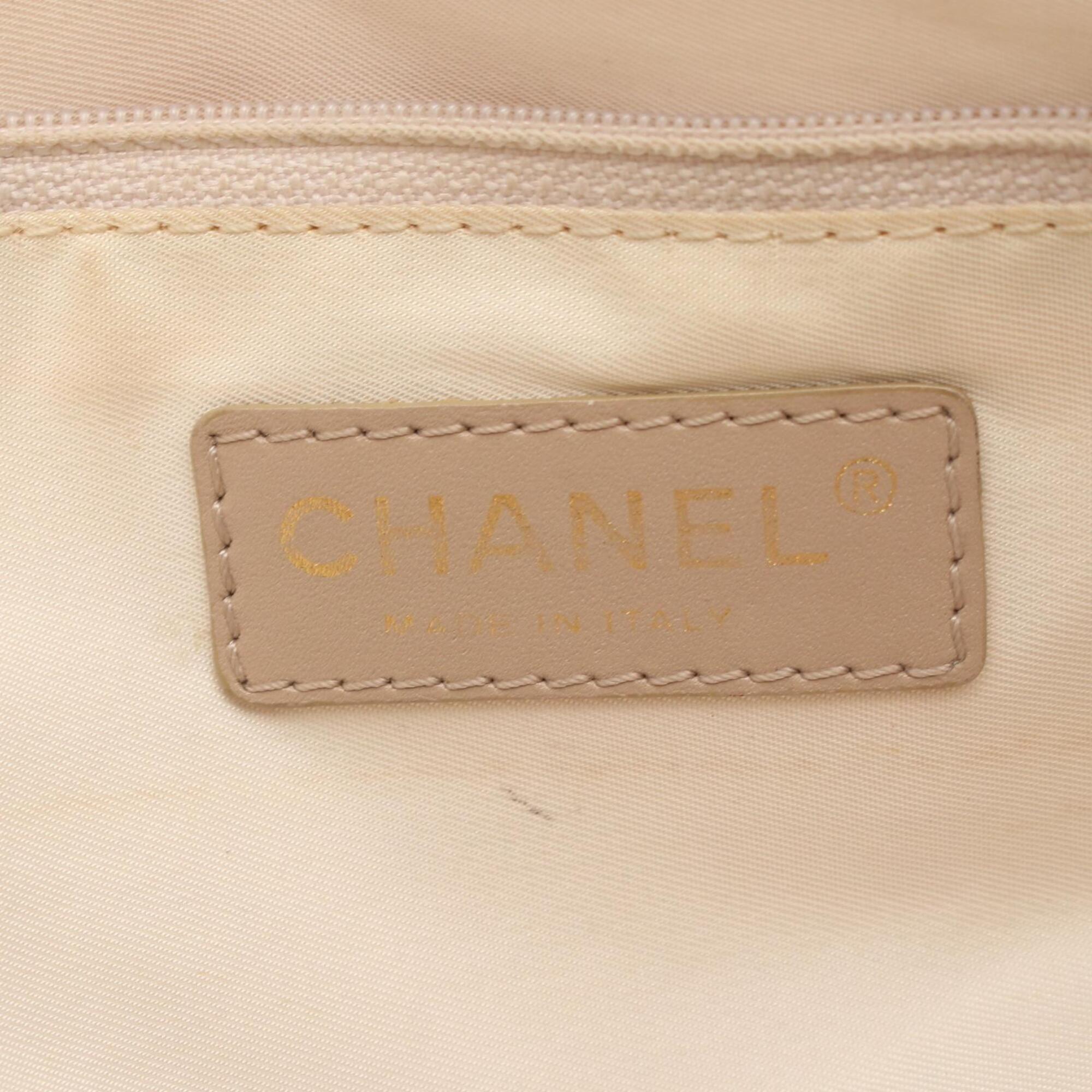 Chanel Pink Leather Nylon Canvas Handbag Tote Bag (Pre-Owned)