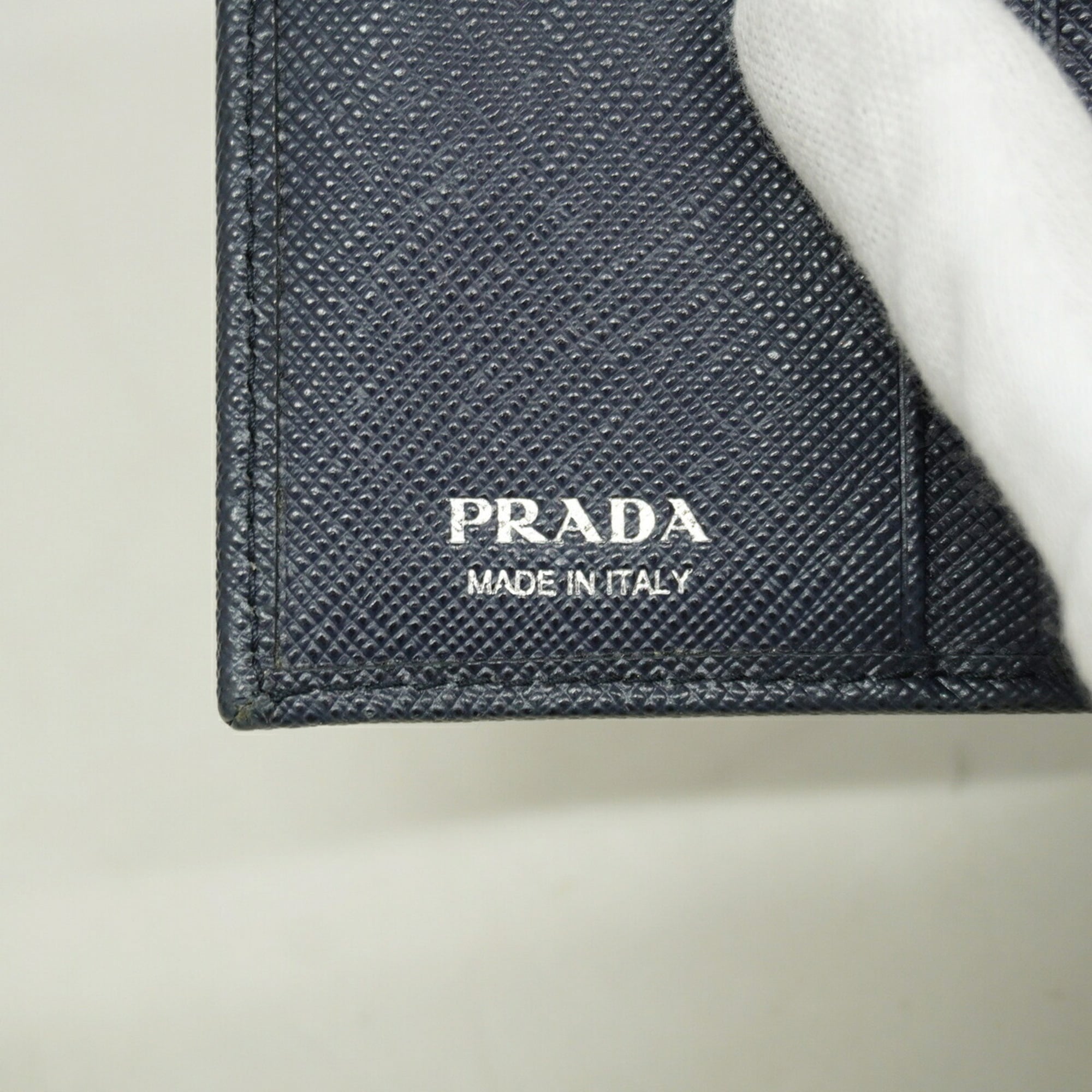 Prada Navy Leather Wallet (Tri-Fold) (Pre-Owned)