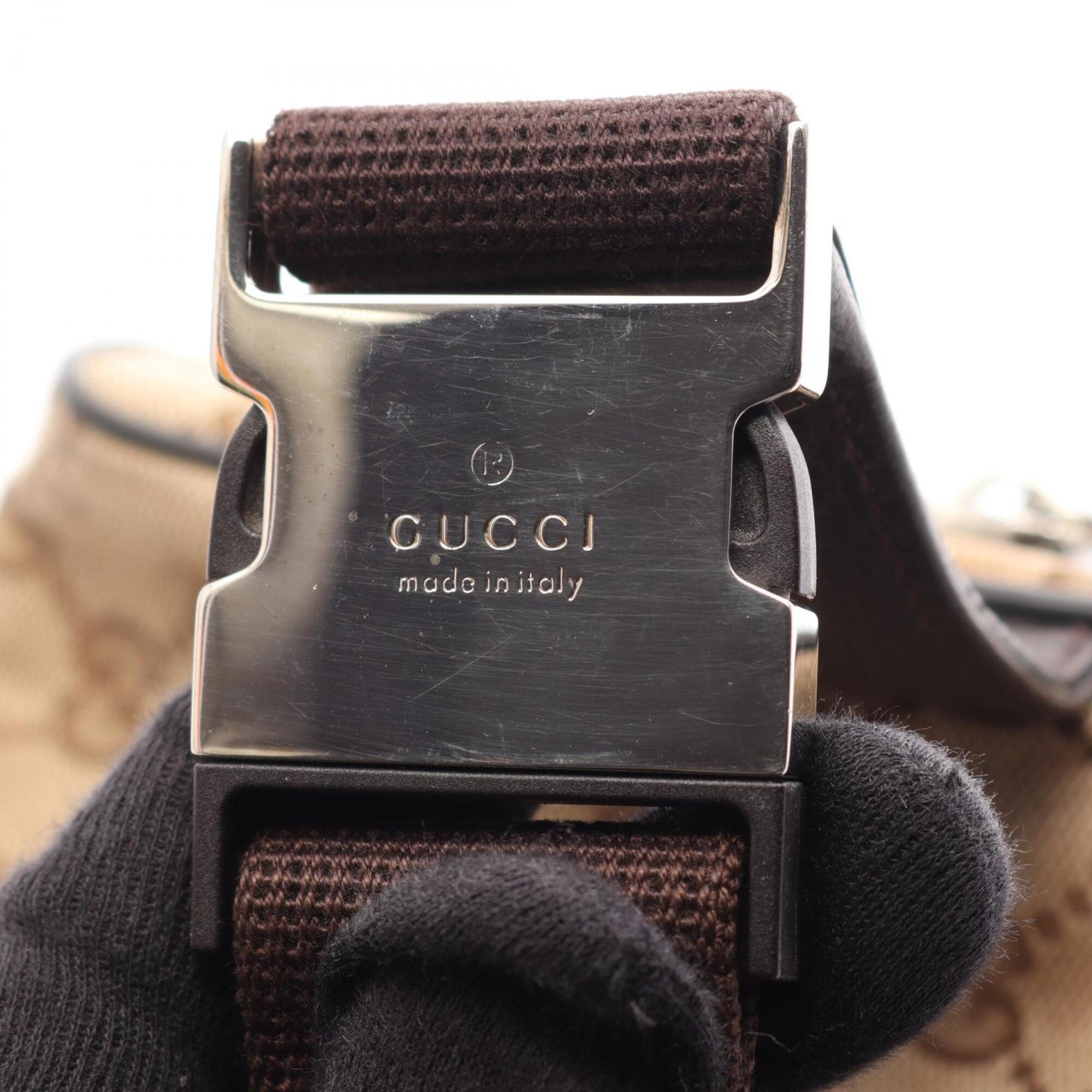 Gucci Beige Brown Gg Canvas Leather Fanny Pack Handbag (Pre-Owned)