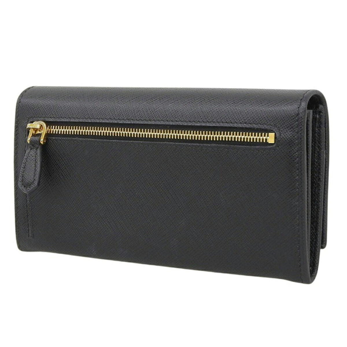 Prada Black Saffiano Triangle Long Wallet (Bi-Fold) (Pre-Owned)