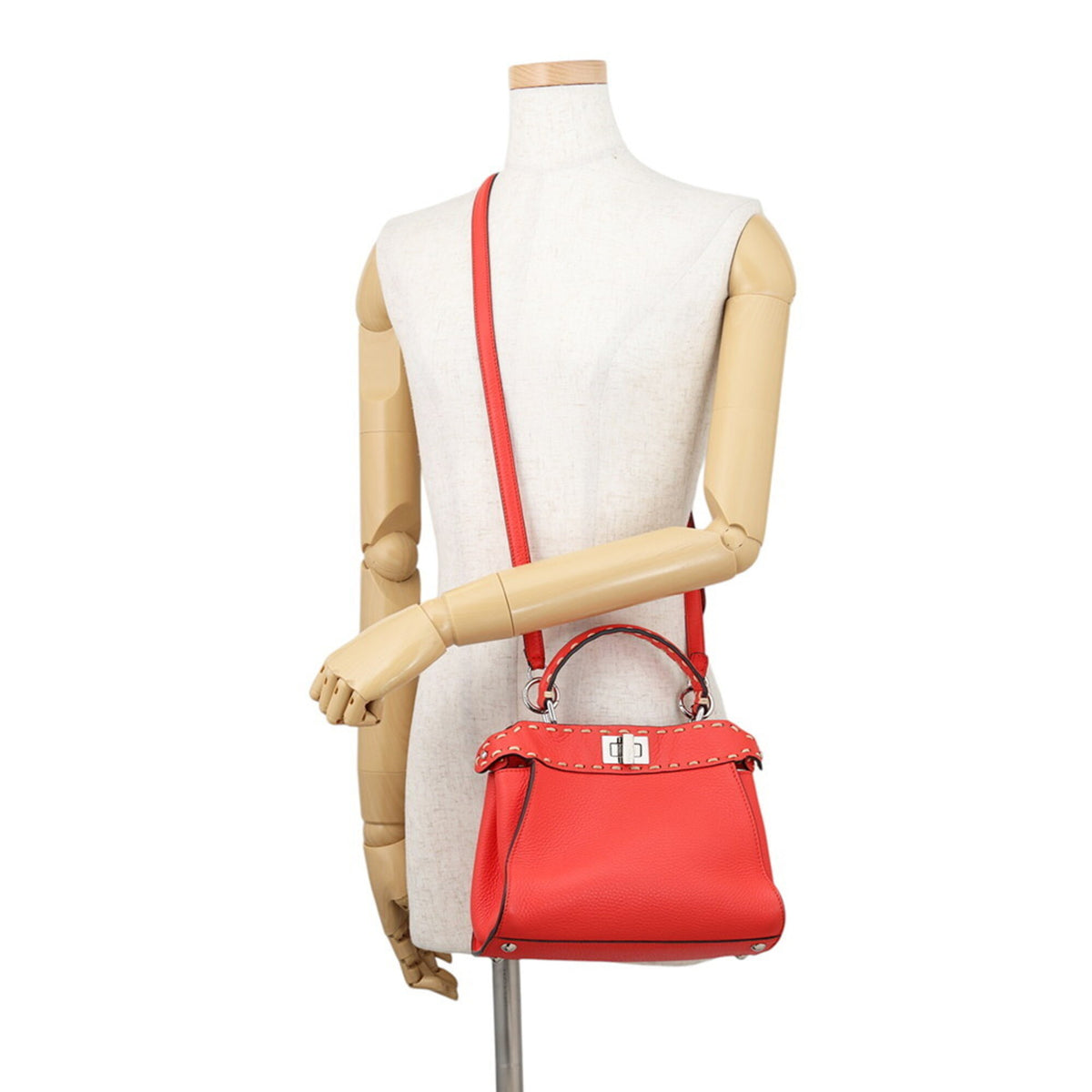 Fendi Peekaboo Orange Leather Handbag Shoulder Bag (Pre-Owned)