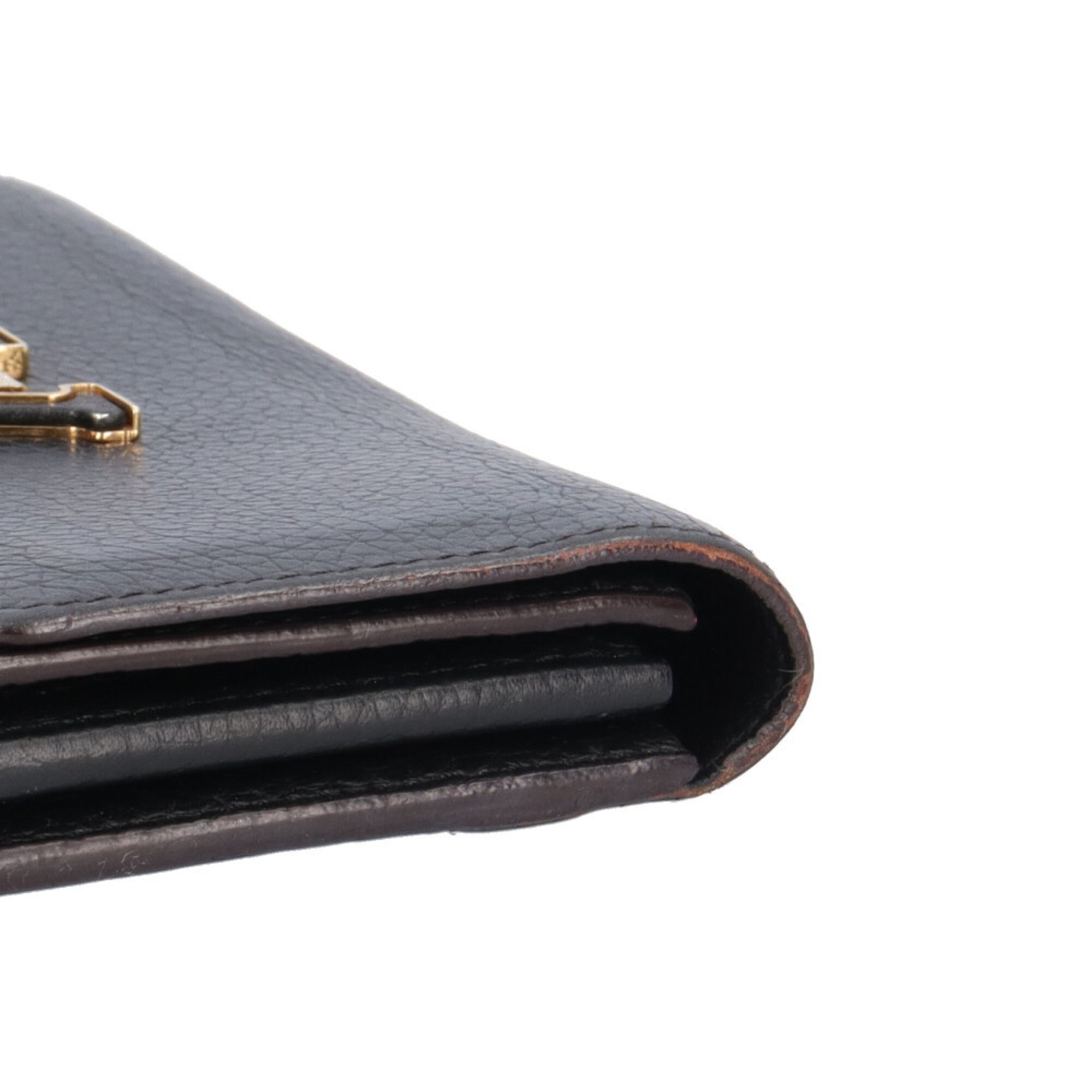 Louis Vuitton Black Fuchsia Pink Leather Long Wallet (Bi-Fold) (Pre-Owned)